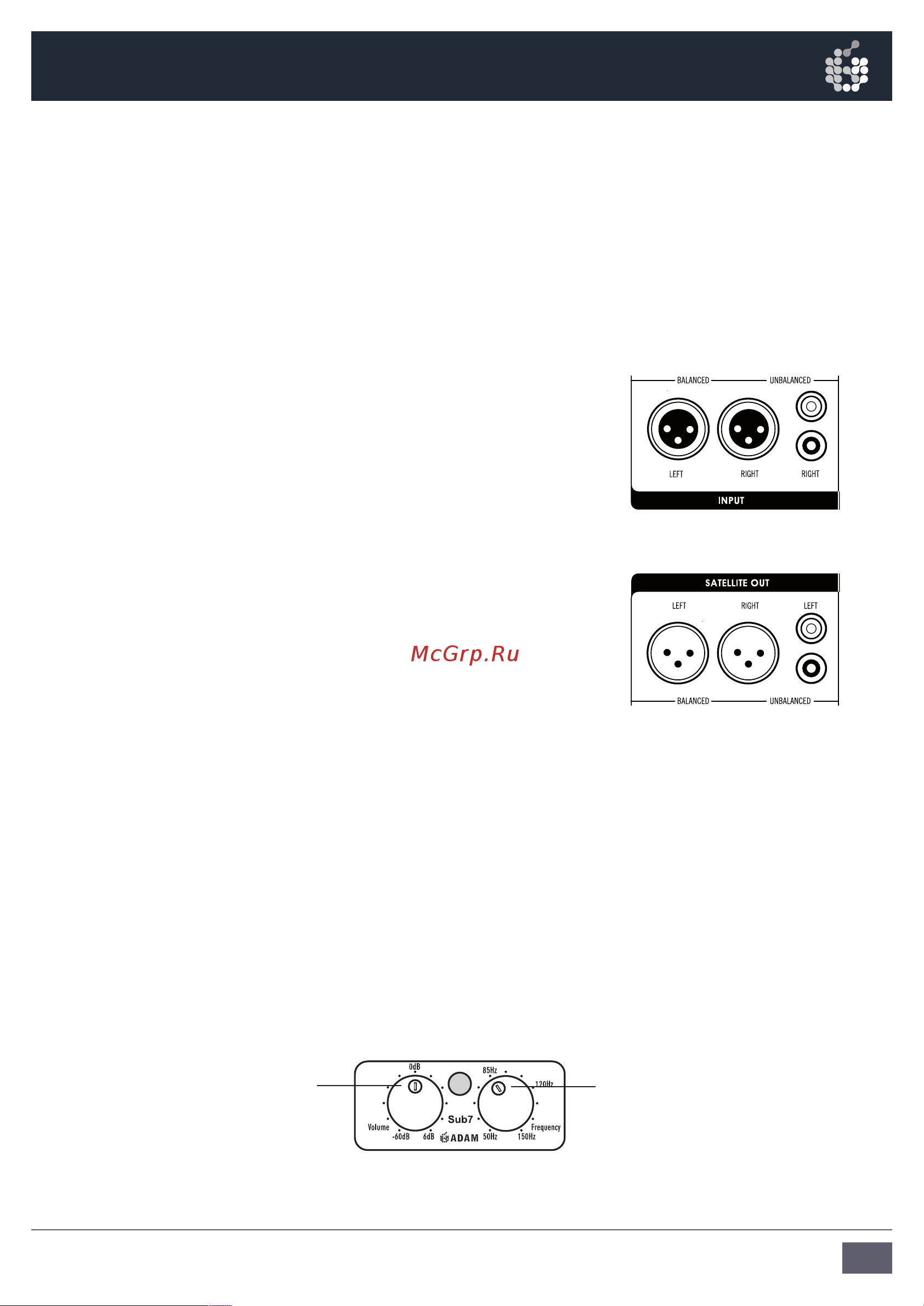 ADAM AUDIO Sub7 [7/32] Connecting the subwoofer