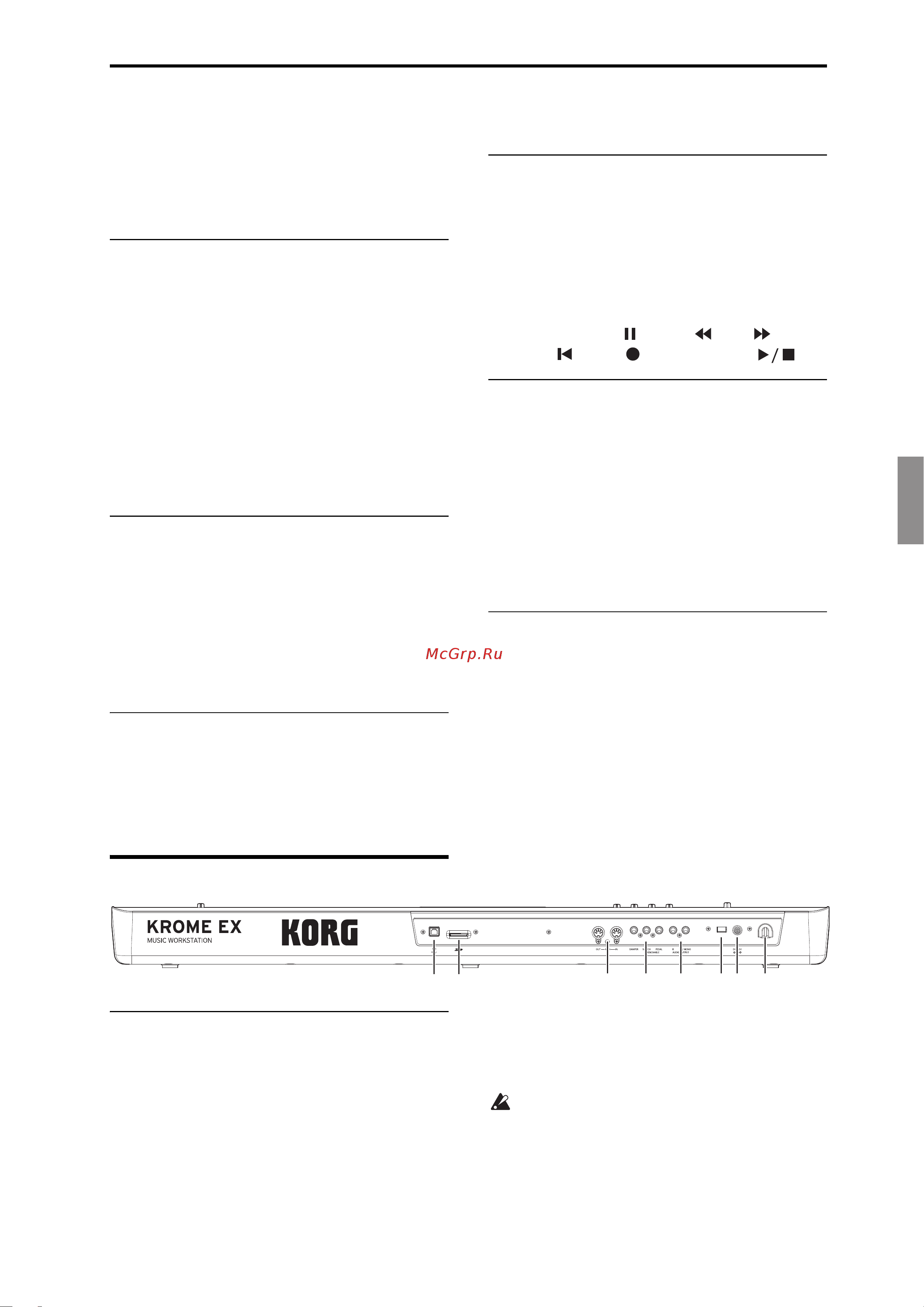 Korg Krome EX 61 [57/148] Rückseite