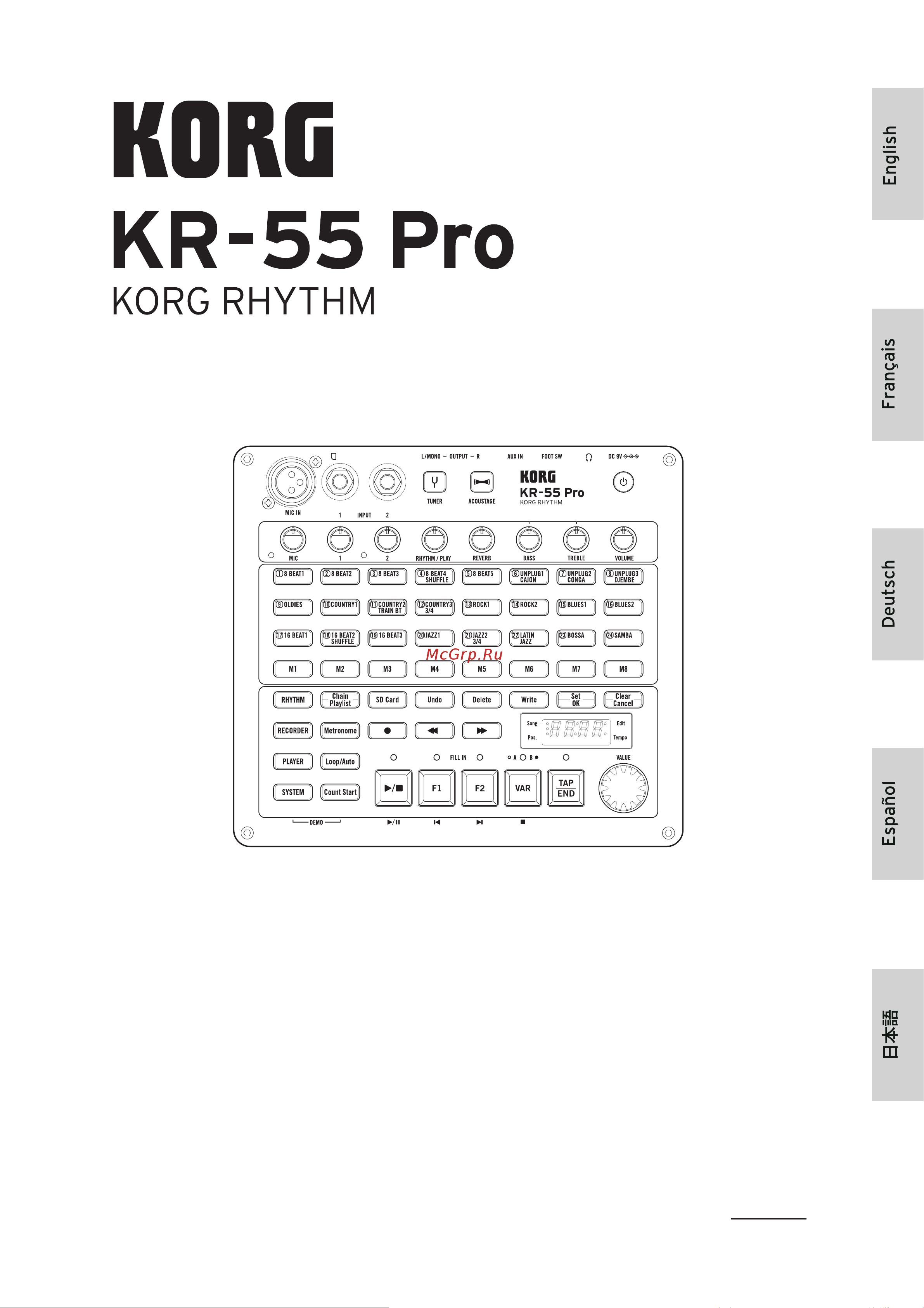 Korg KR-55 Pro Руководство по эксплуатации онлайн