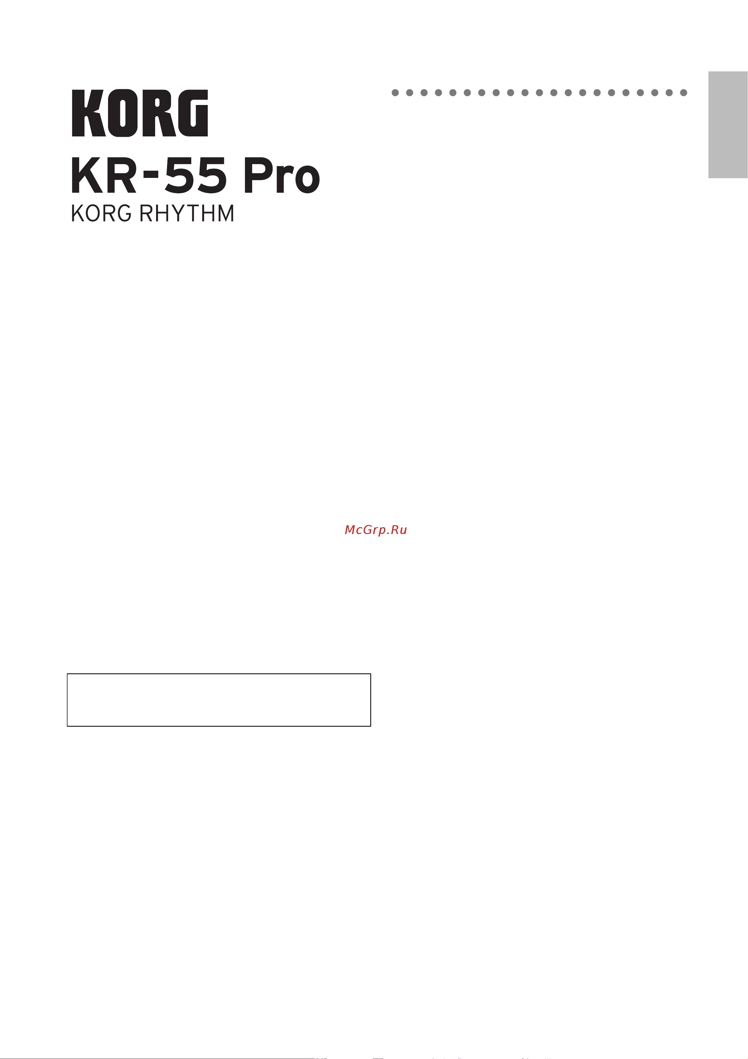 Korg KR-55 Pro [3/44] Printed material this document