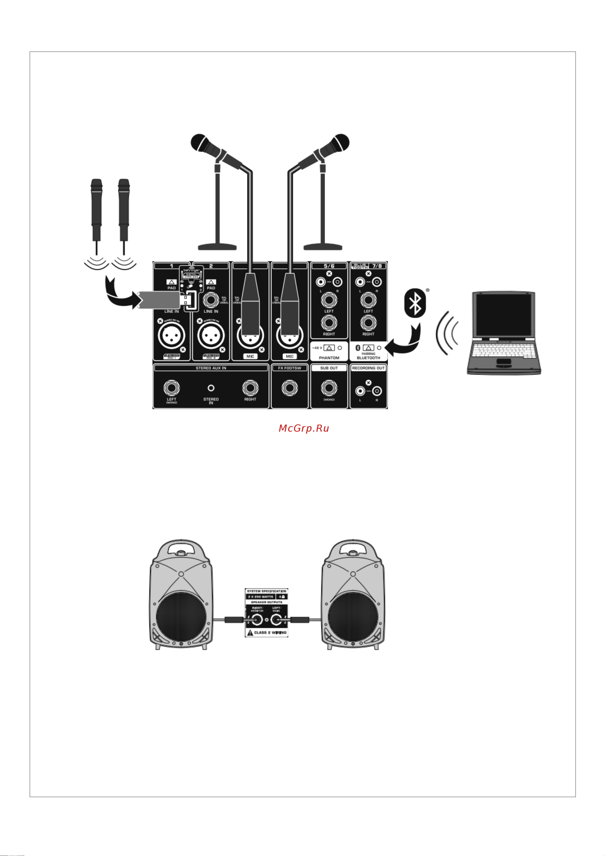 Behringer EUROPORT PPA2000BT [4/17] Шаг 1 подключение