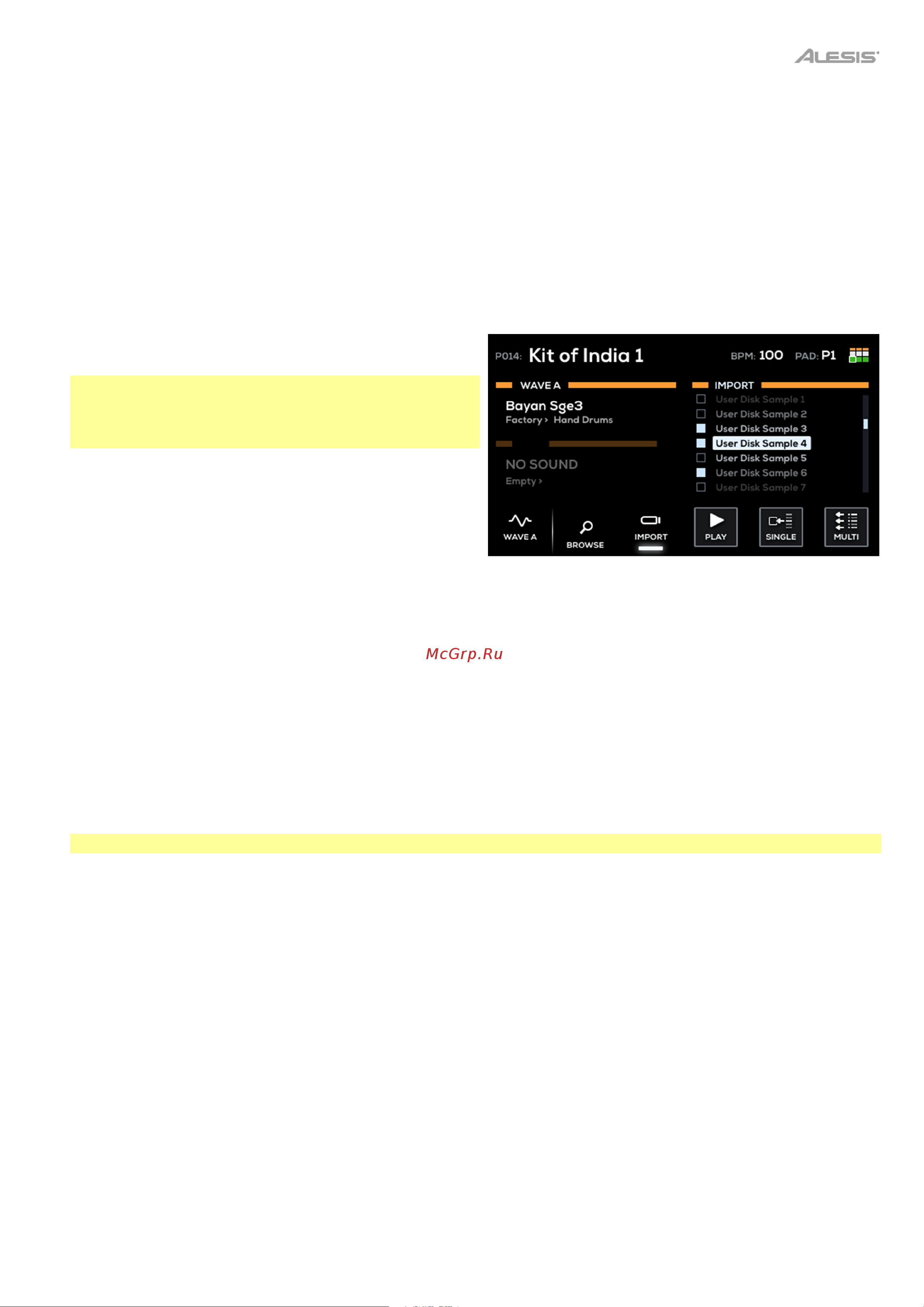 Alesis Strike MultiPad [9/31] Importing files from usb