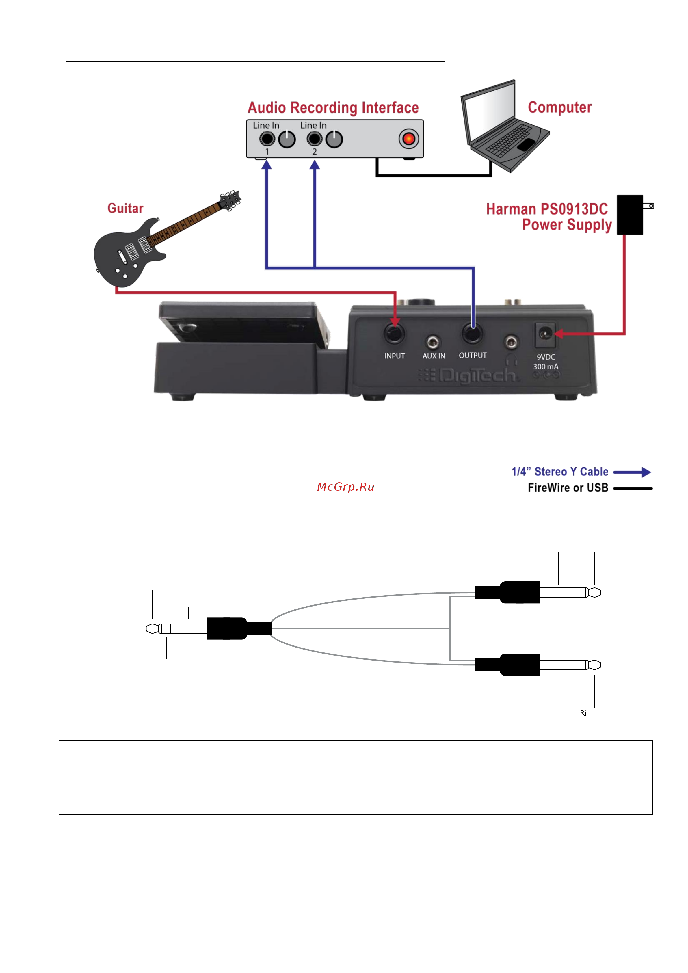 Digitech Element XP [10/36] Подключение к устройству стерео звукозаписи