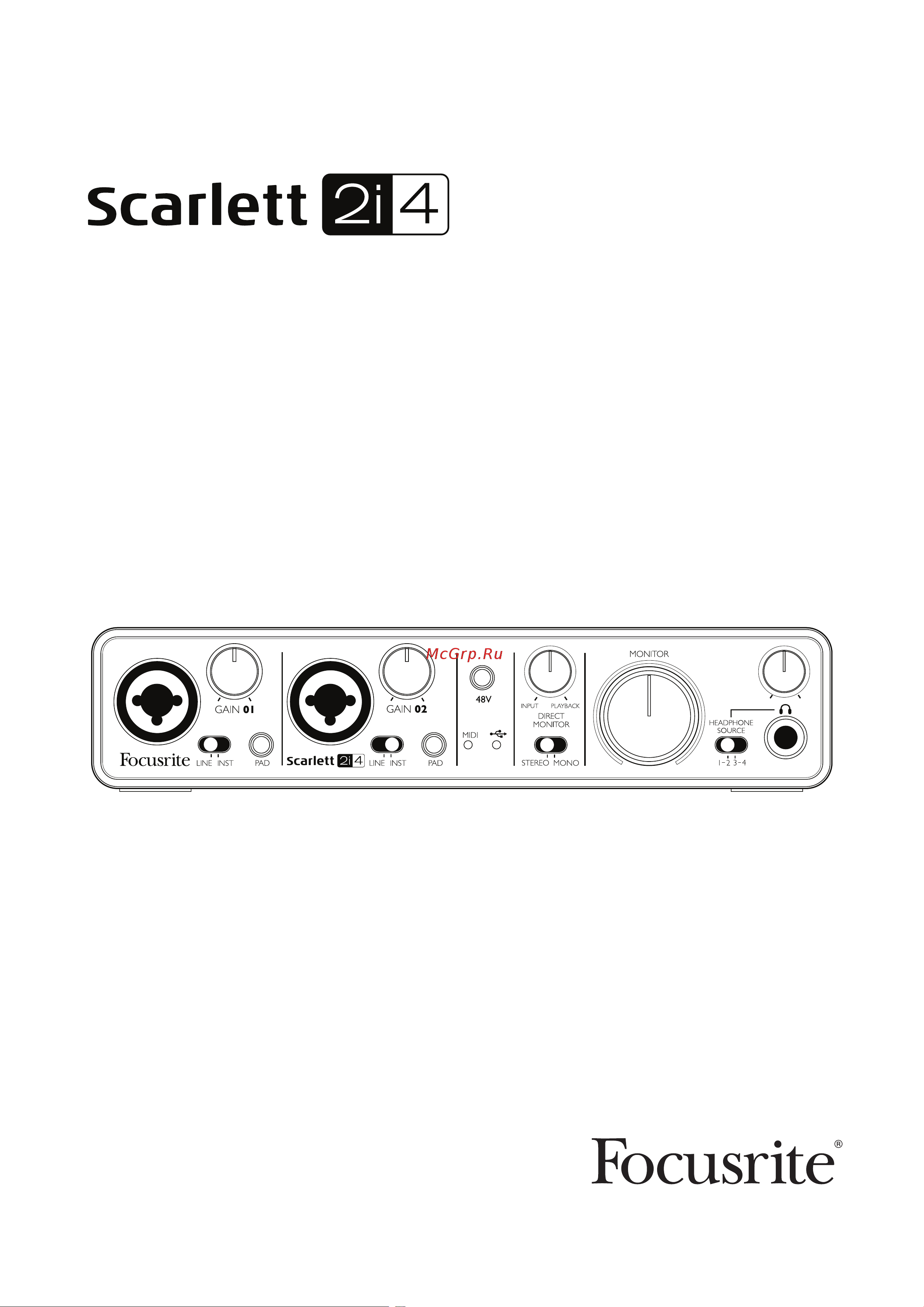 Focusrite Scarlett 2i4 USB Руководство по эксплуатации онлайн