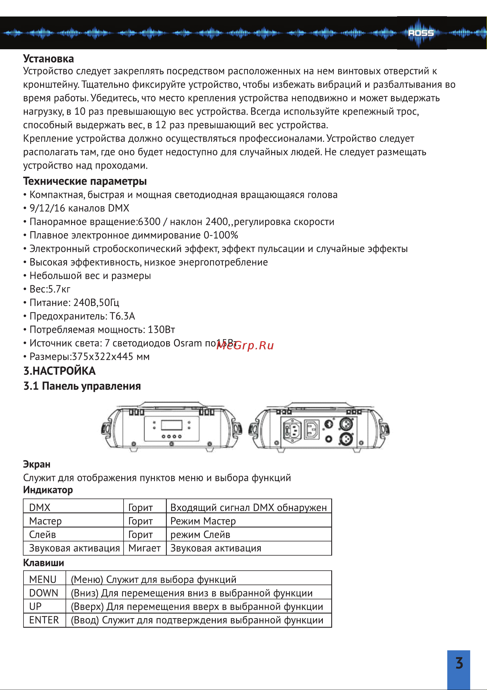 ROSS Mobi LED 7x15W [3/13] Страница 3