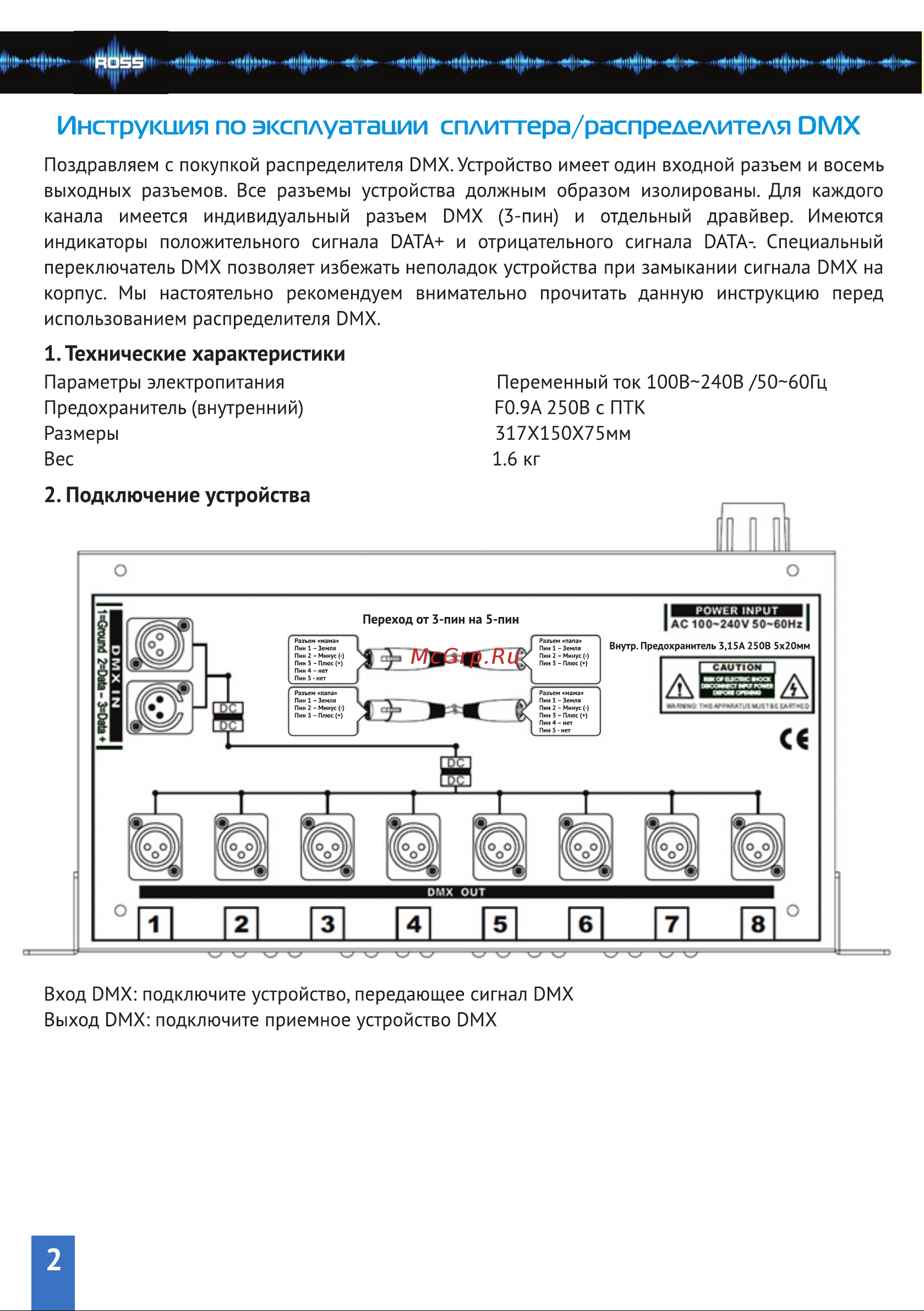 ROSS DMX Distributor [2/5] Страница 2