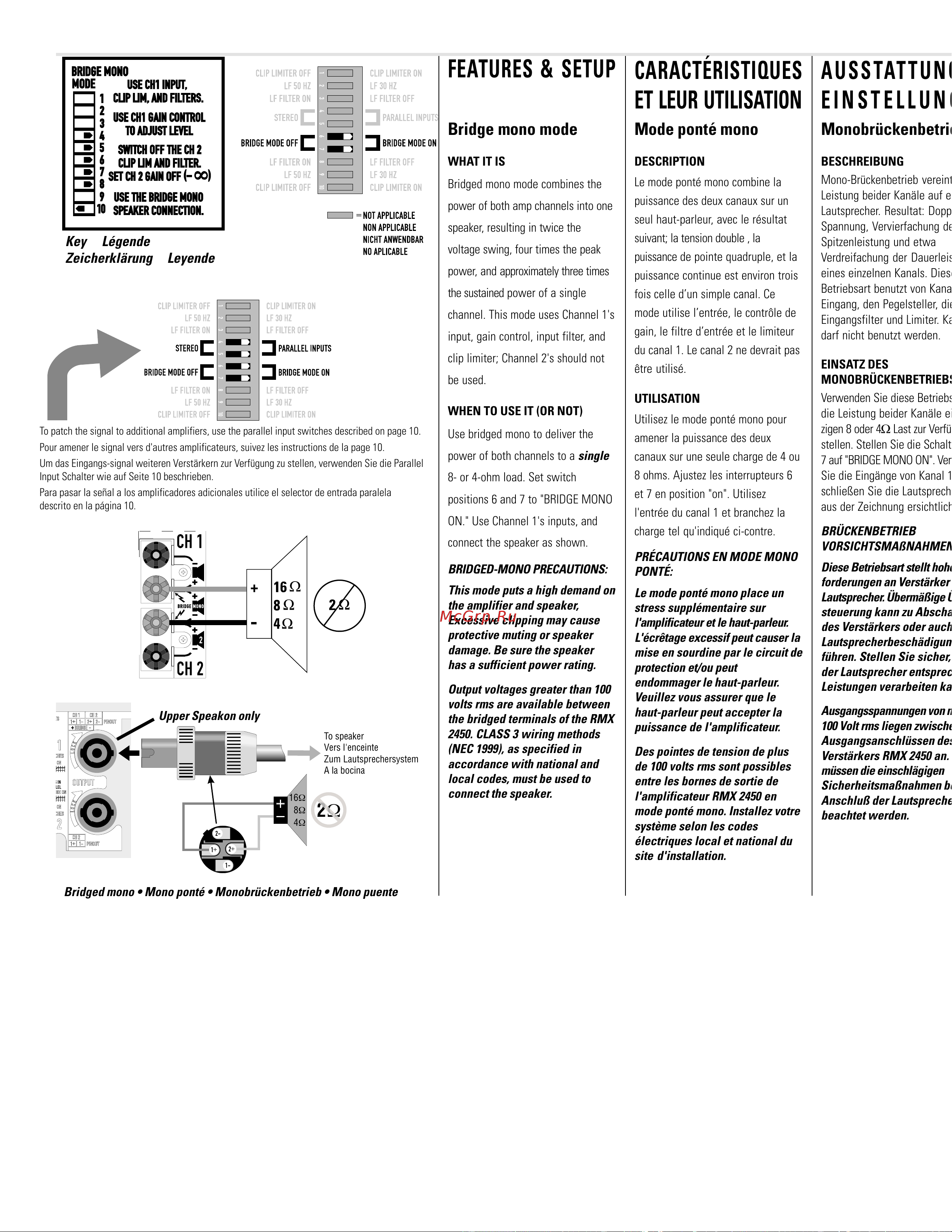 QSC RMX5050a [11/38] Características y a j u s t e s