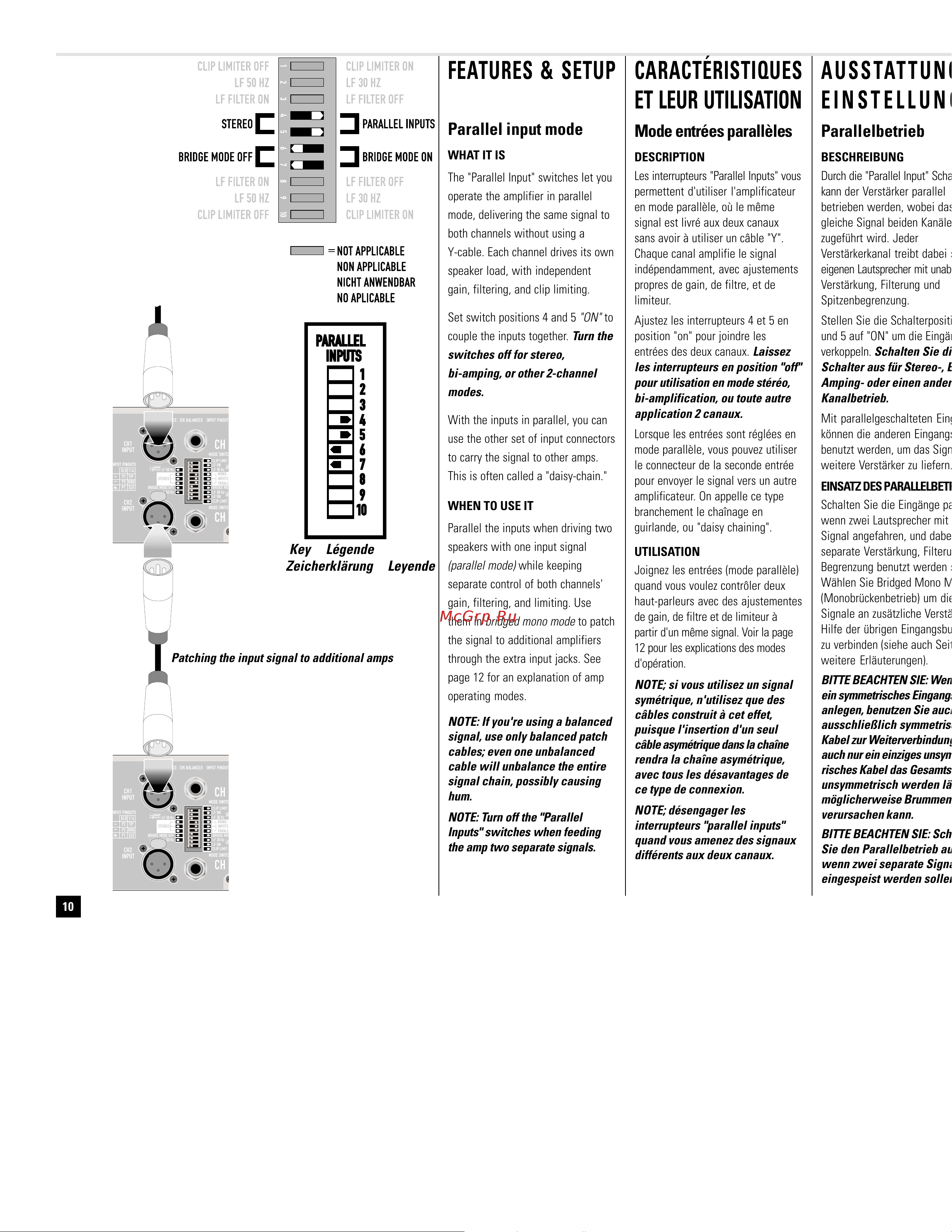 QSC RMX 2450a [10/38] Características y a j u s t e s