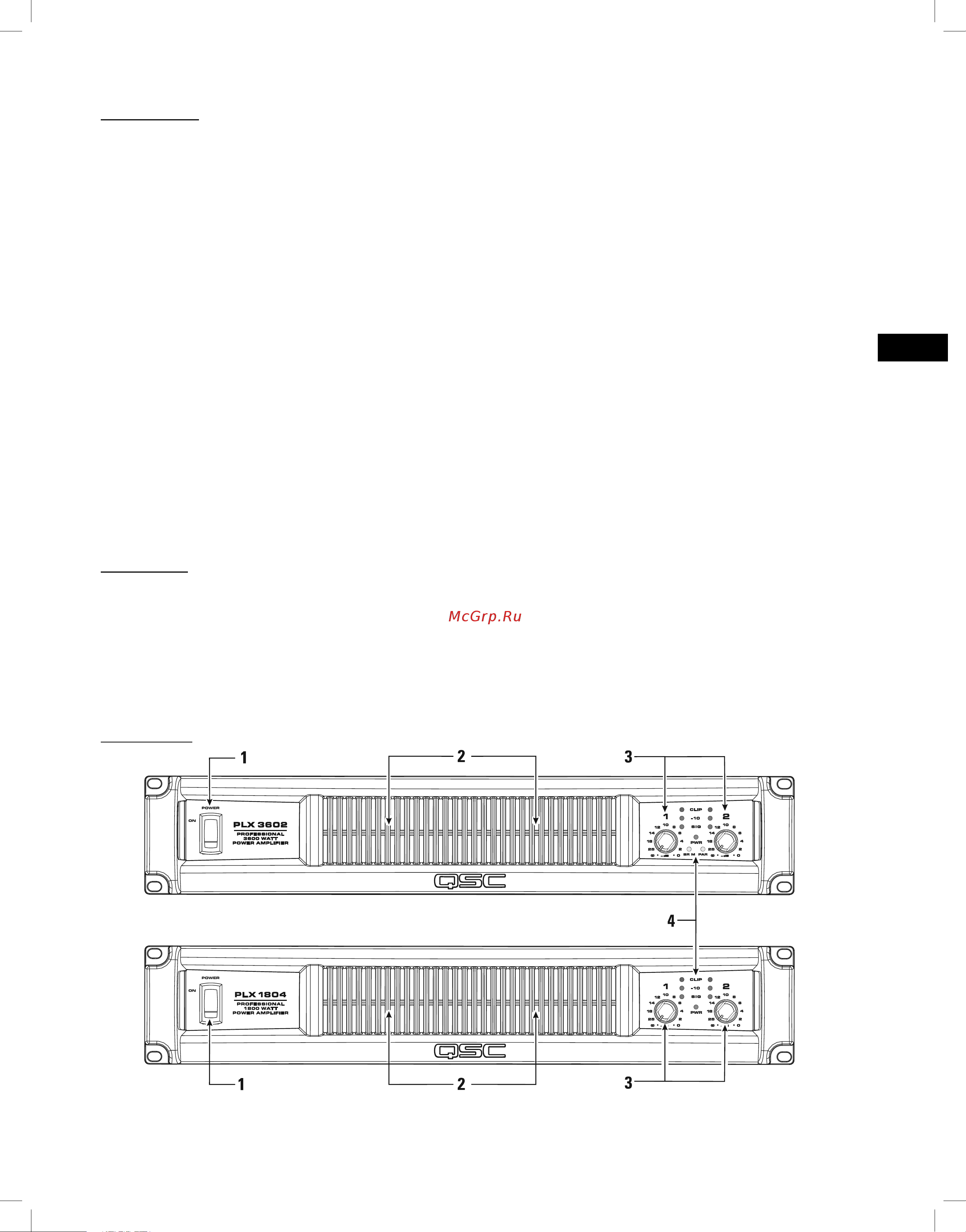 QSC PLX1802 [3/68] Front panel
