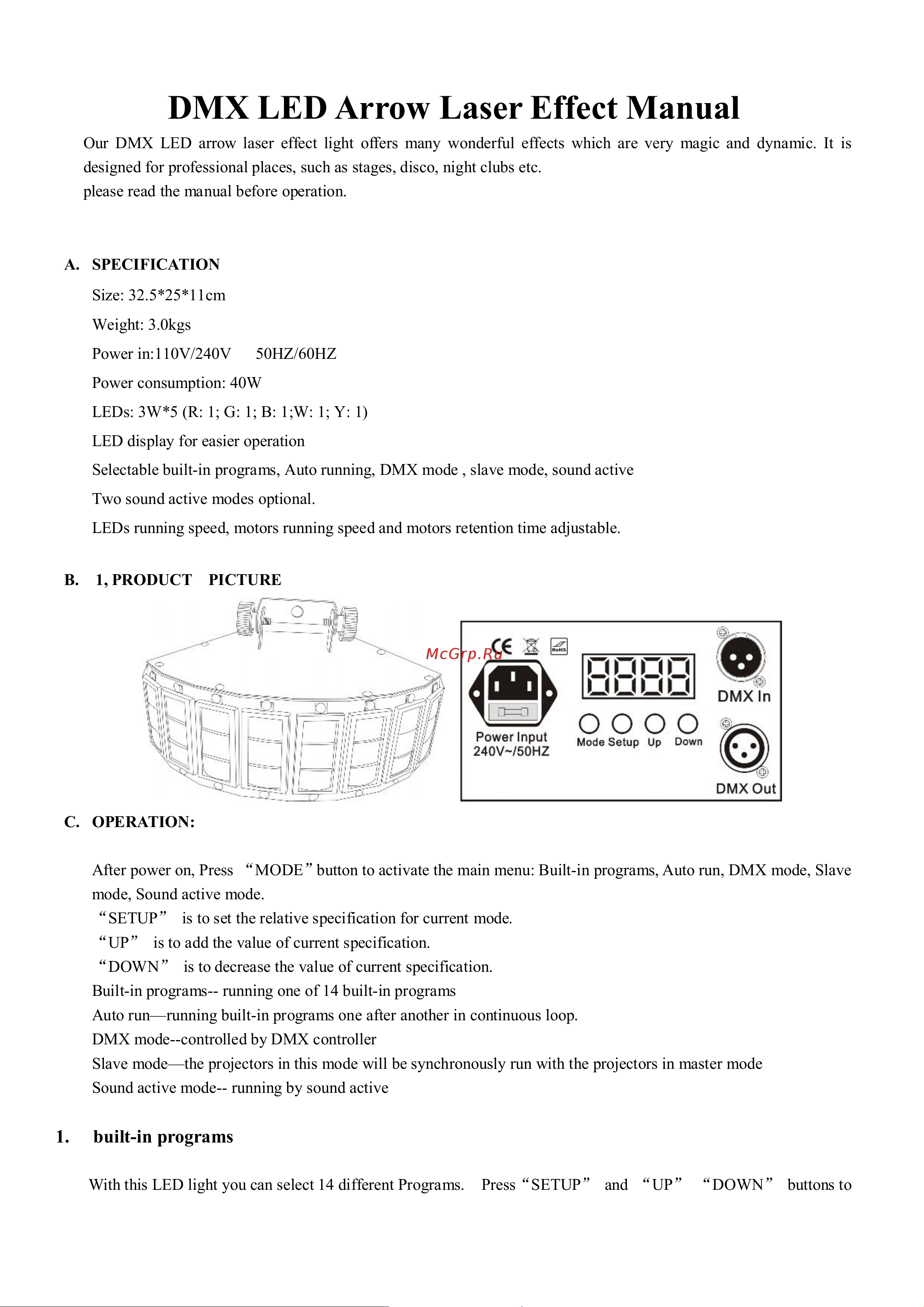 Involight NL410 [2/5] Built in programs