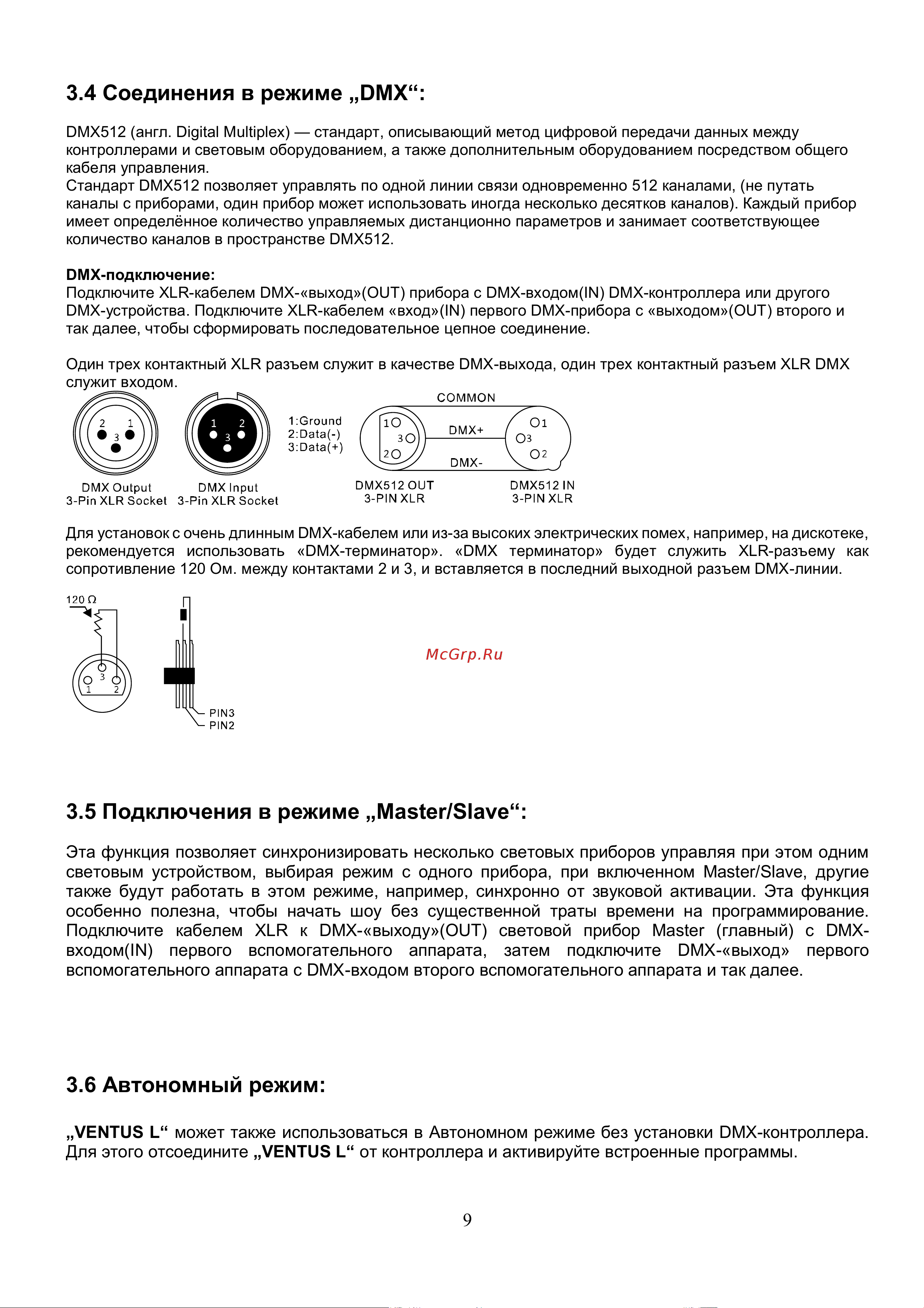 Involight Ventus L [10/16] Соединения в режиме dmx