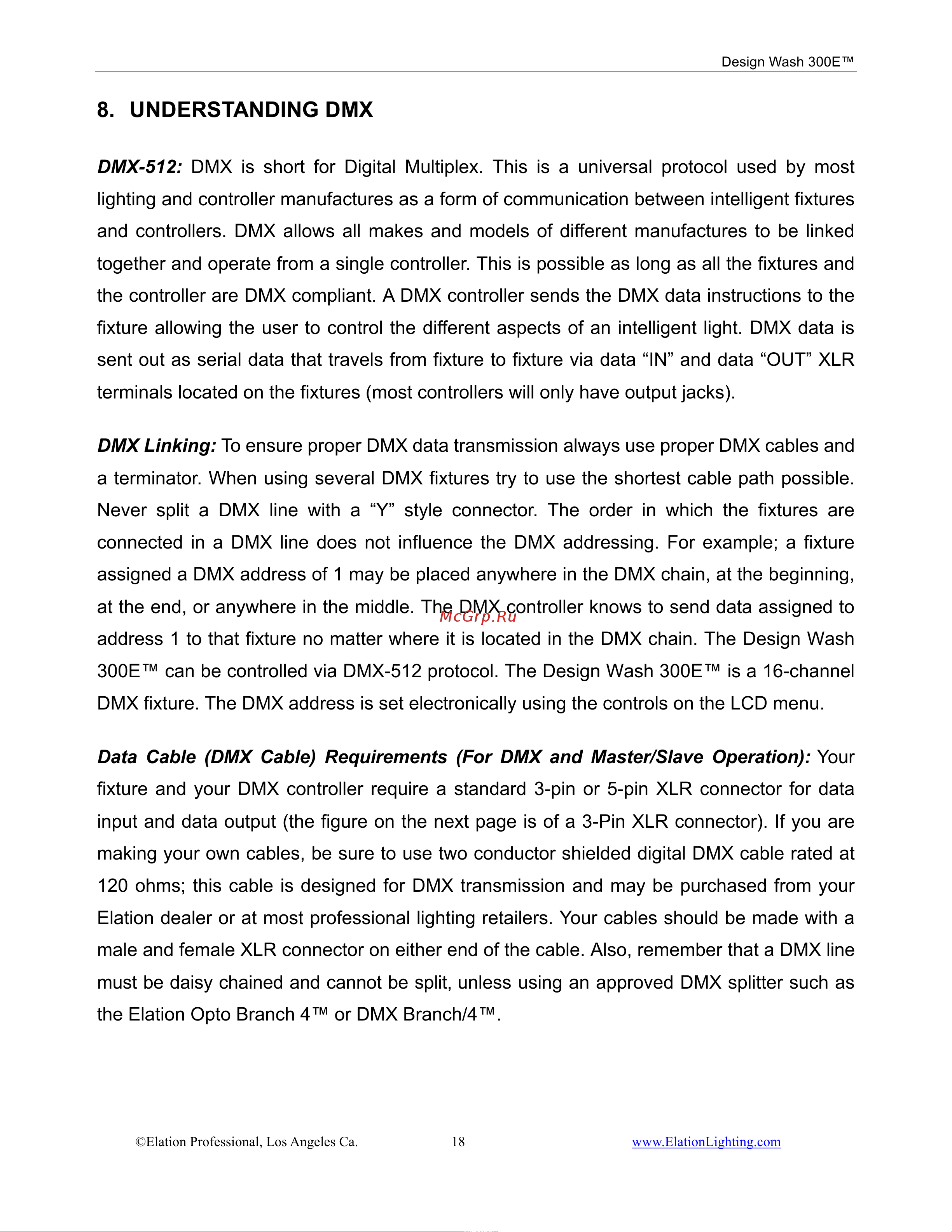 ELATION Design Wash 300E [18/56] Understanding dmx