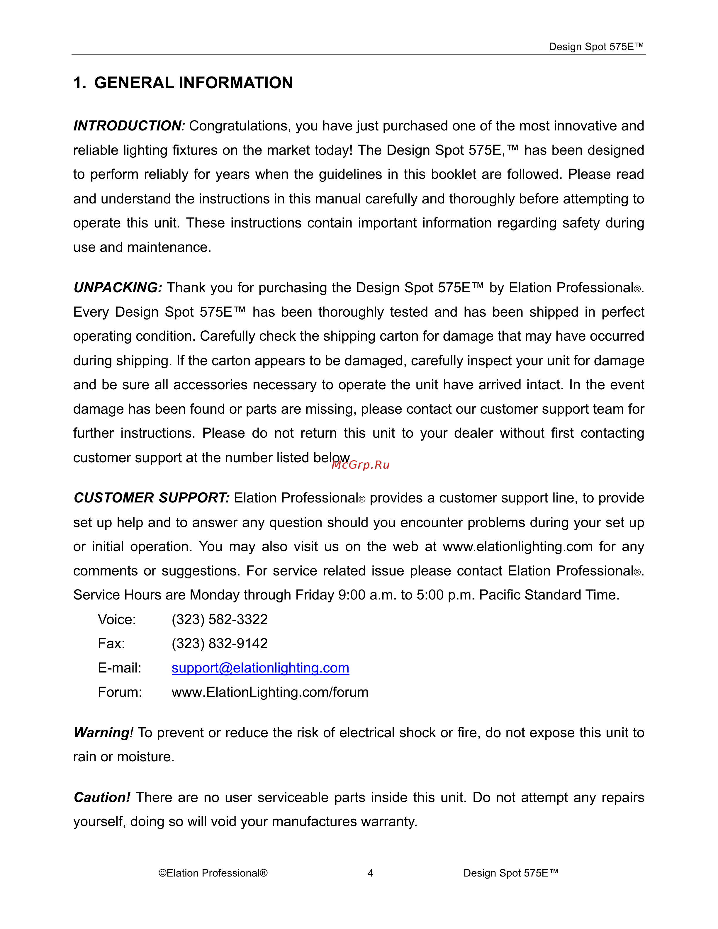 ELATION Design Spot 575 [4/60] General information