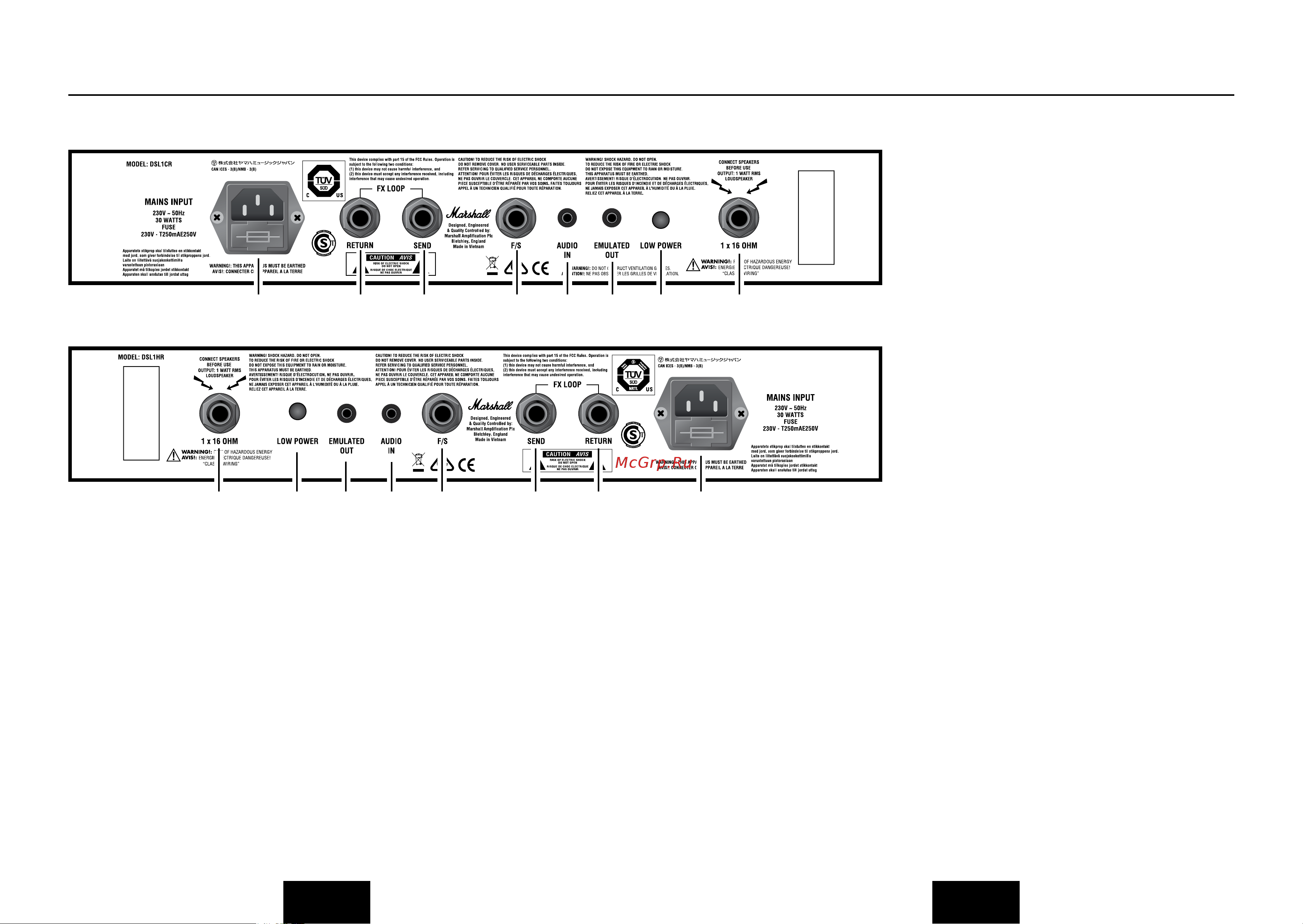 Marshall DSL1C [5/6] Rear panel functions