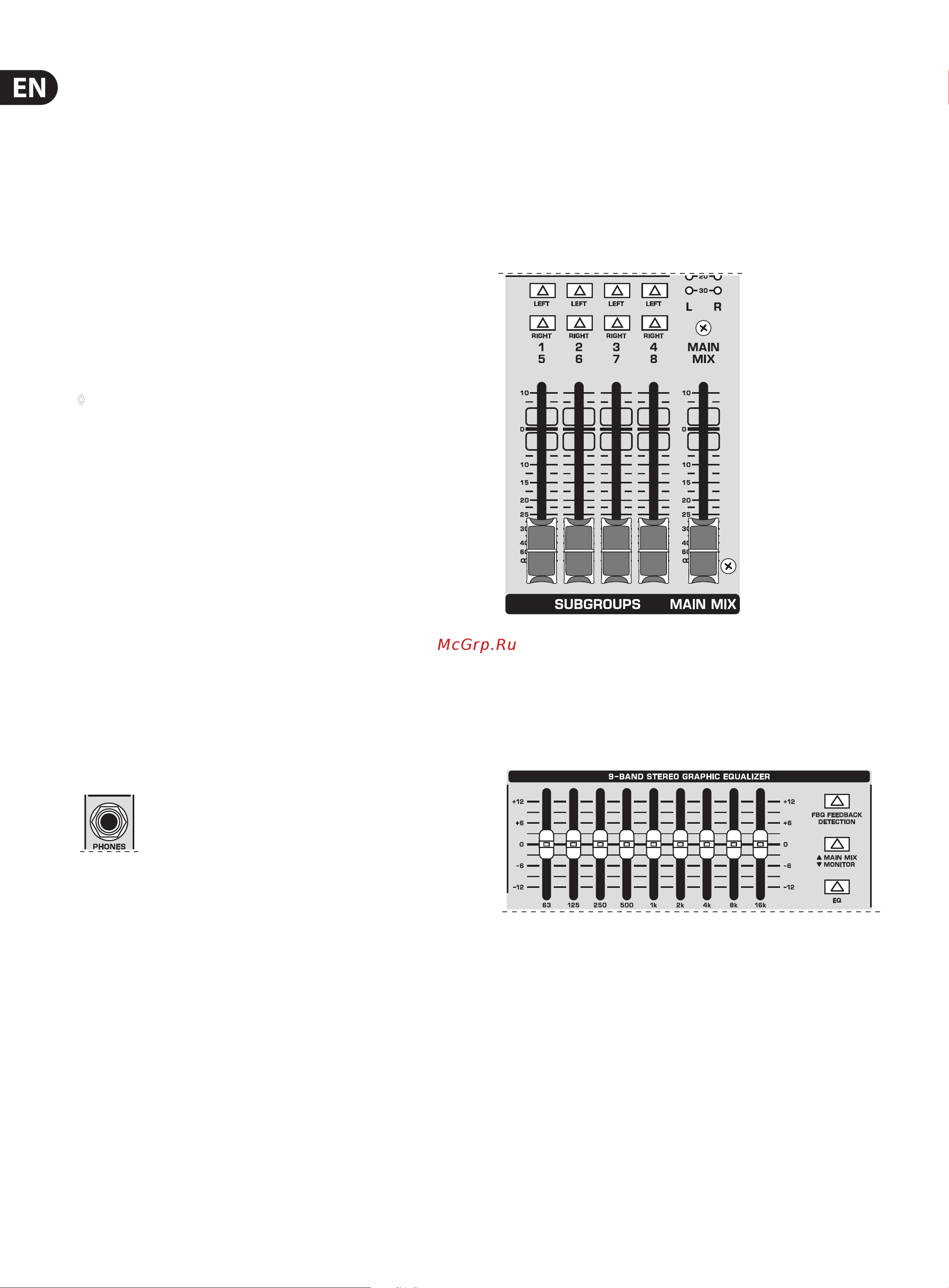 Behringer QX2222USB [12/26] Graphic 9 band equalizer qx1832usb only