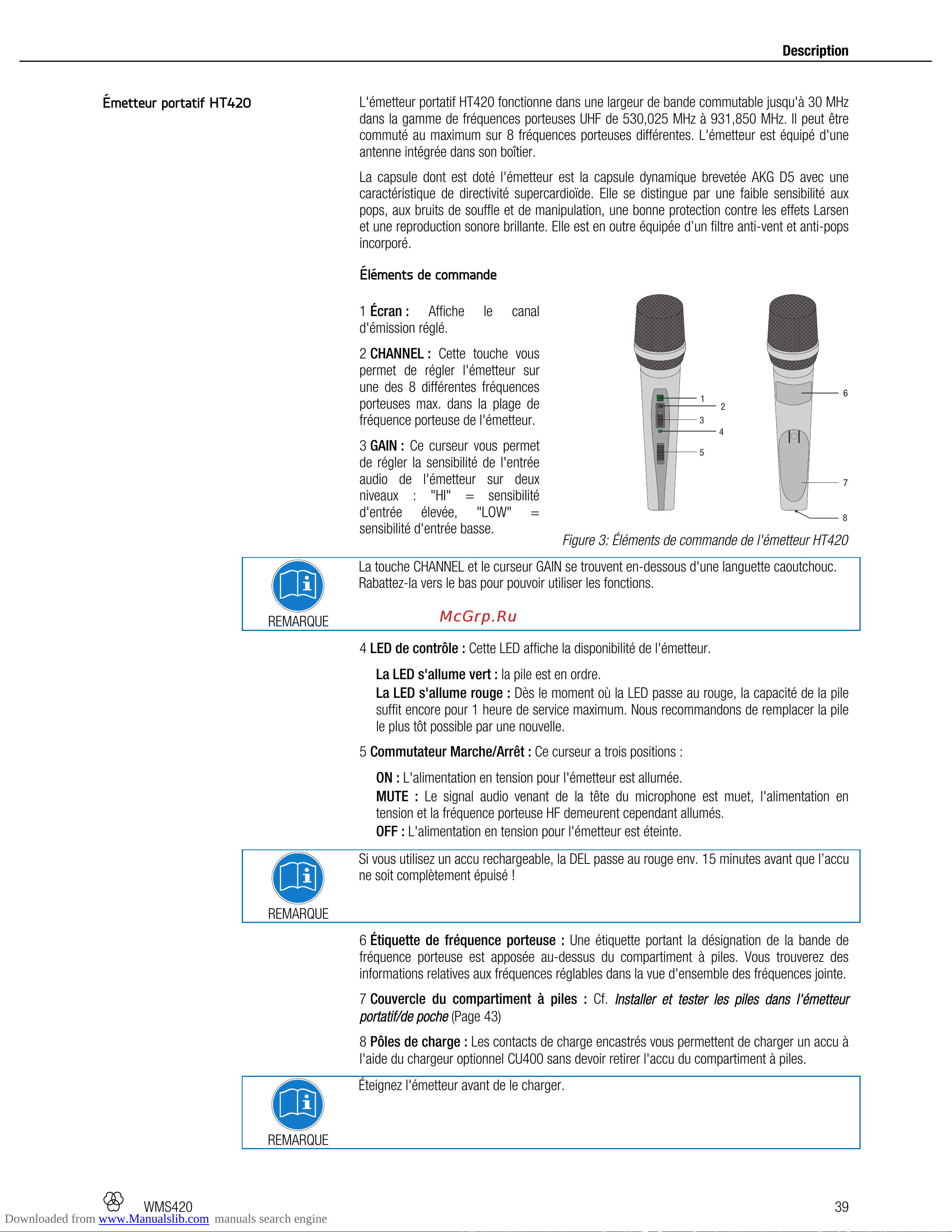 AKG WMS420 Vocal Set Band U1 Руководство по эксплуатации онлайн [39/100] 758909