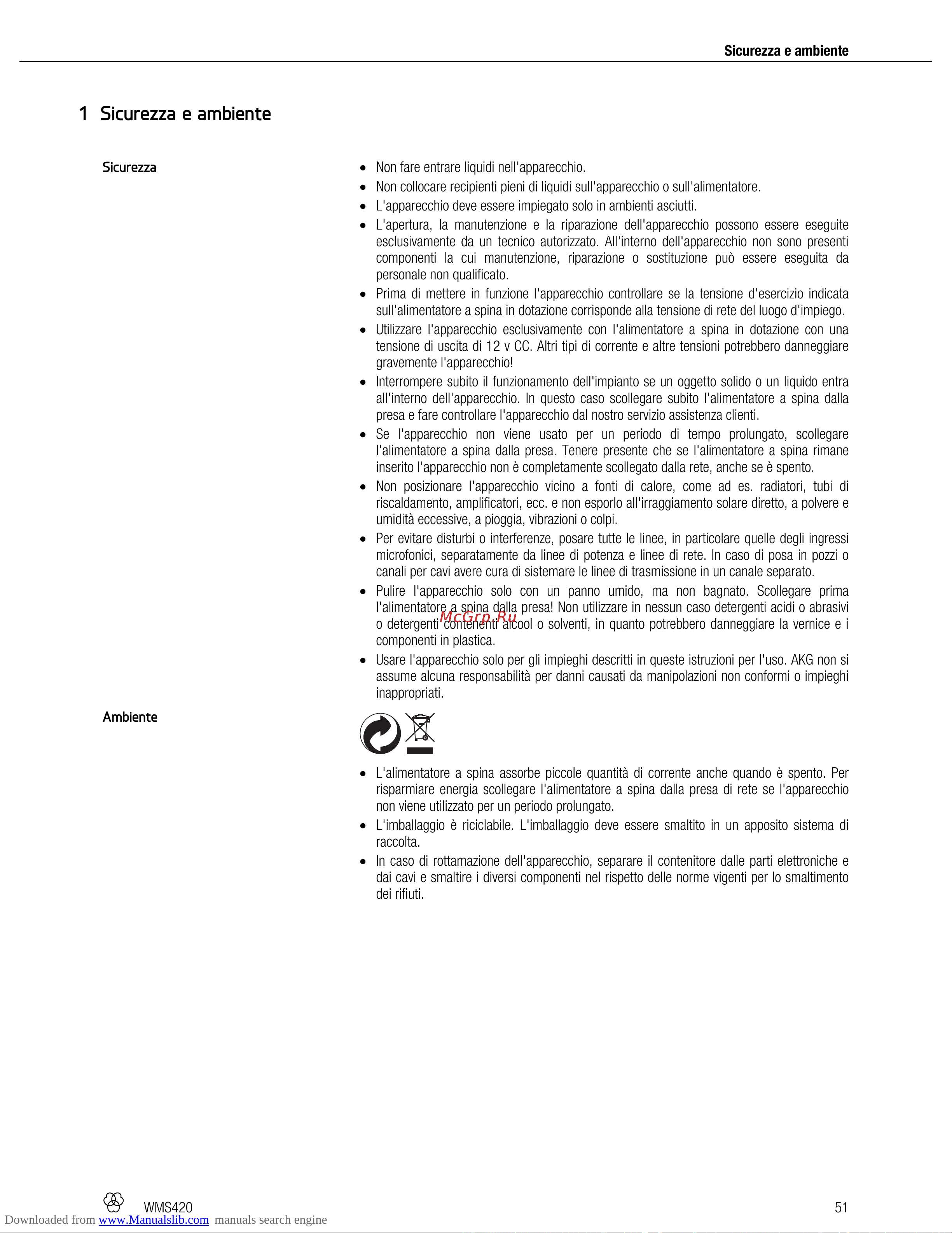 AKG WMS420 Vocal Set Band U1 [51/100] Sicurezza e ambiente