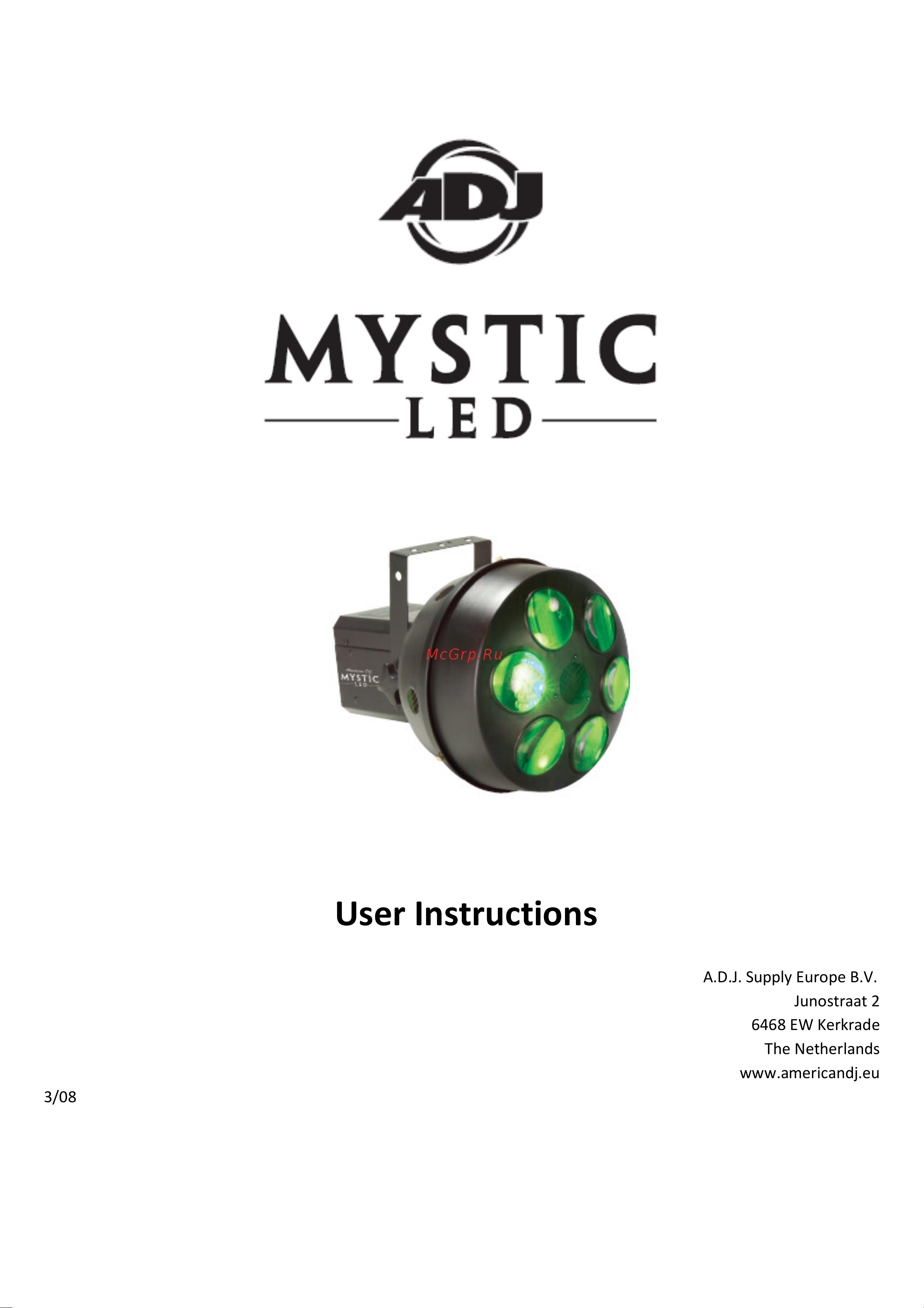 ADJ Mystic LED Руководство по эксплуатации онлайн