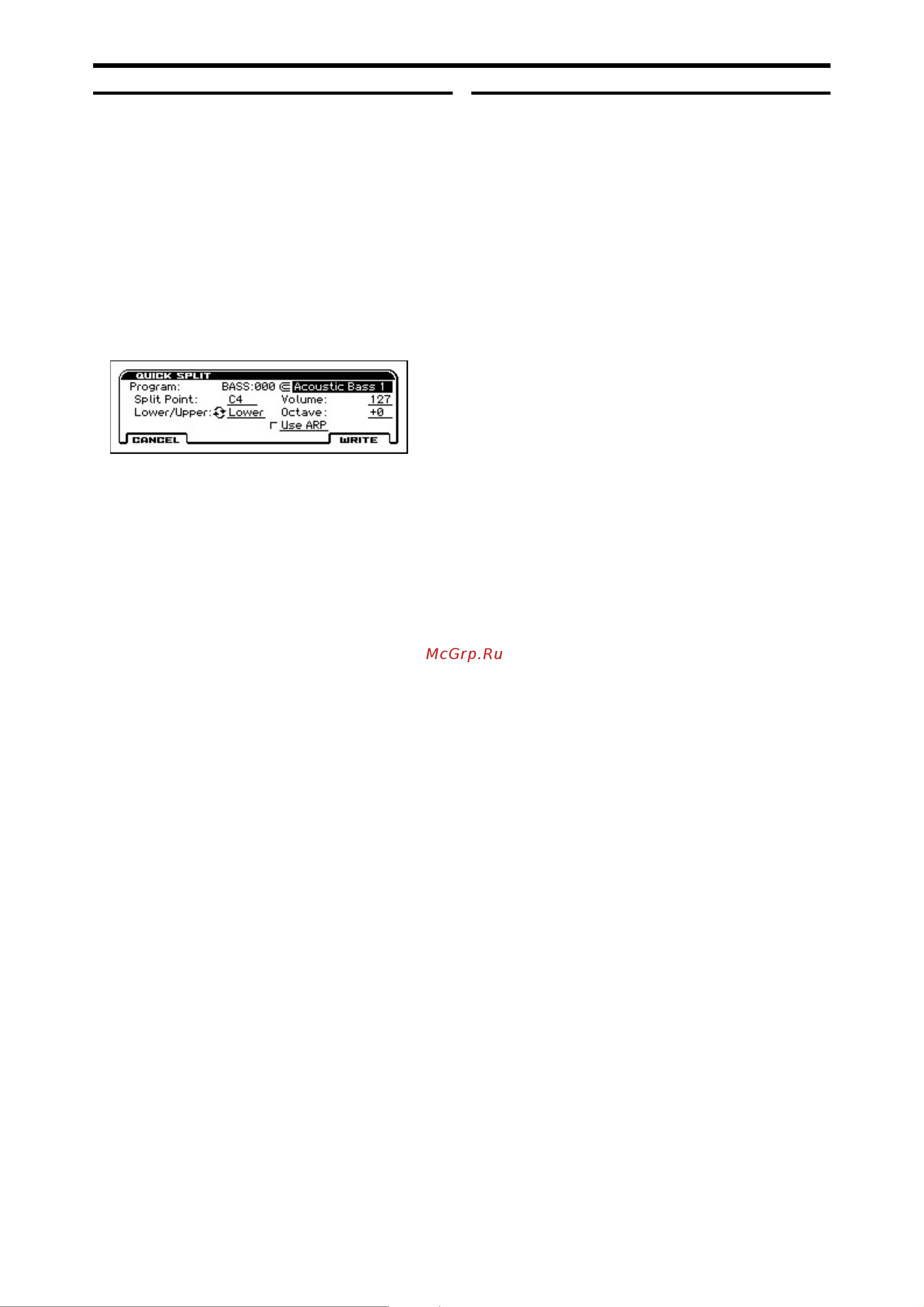 Korg KROSS-88 [31/121] Программа которая была впоследствии использована для наложения разделения