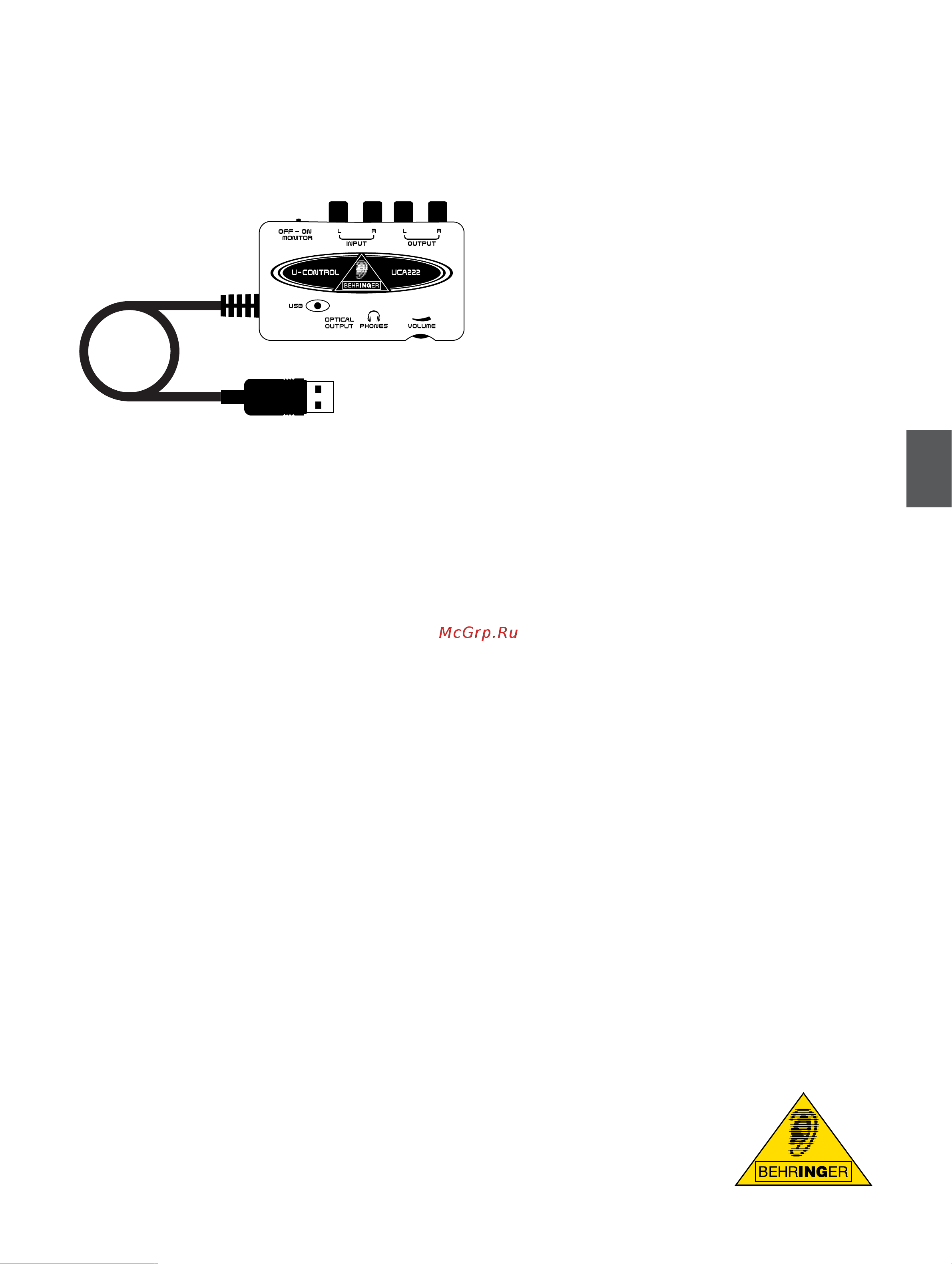 Behringer U-CONTROL UCA 222 Руководство по эксплуатации онлайн