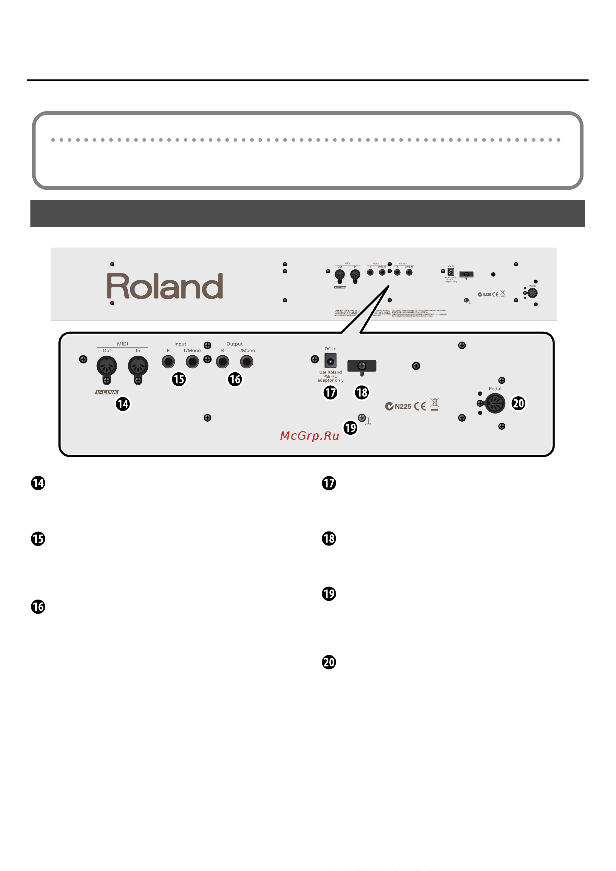Roland F-110-PW [17/81] Òûëüíàÿ ïàíåëü