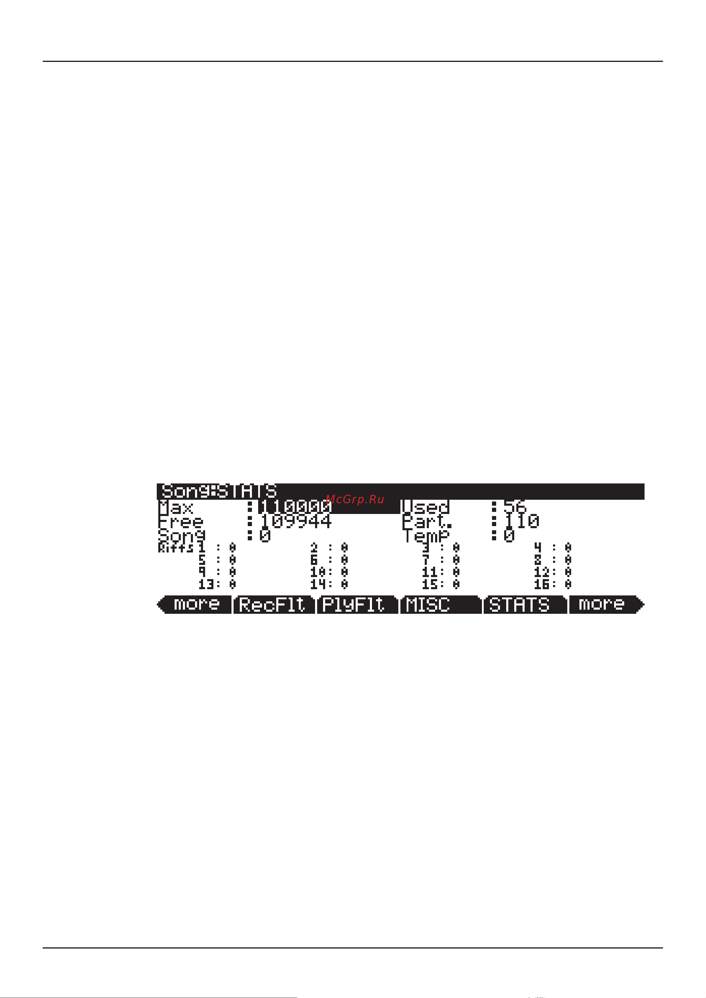 Kurzweil PC3LE7 [166/245] Режим песни страница stats