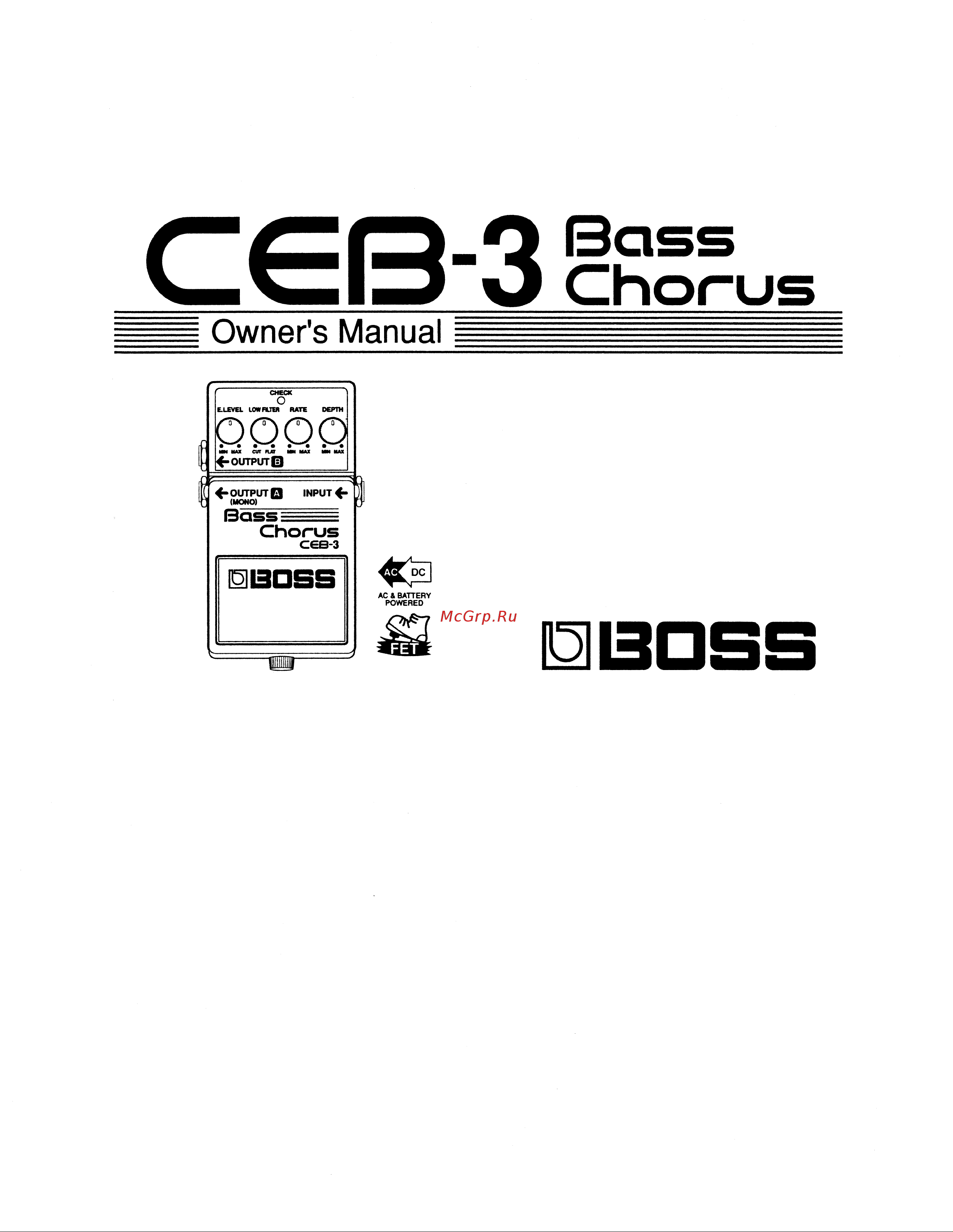 Boss CEB-3 Bass Chorus Руководство по эксплуатации онлайн