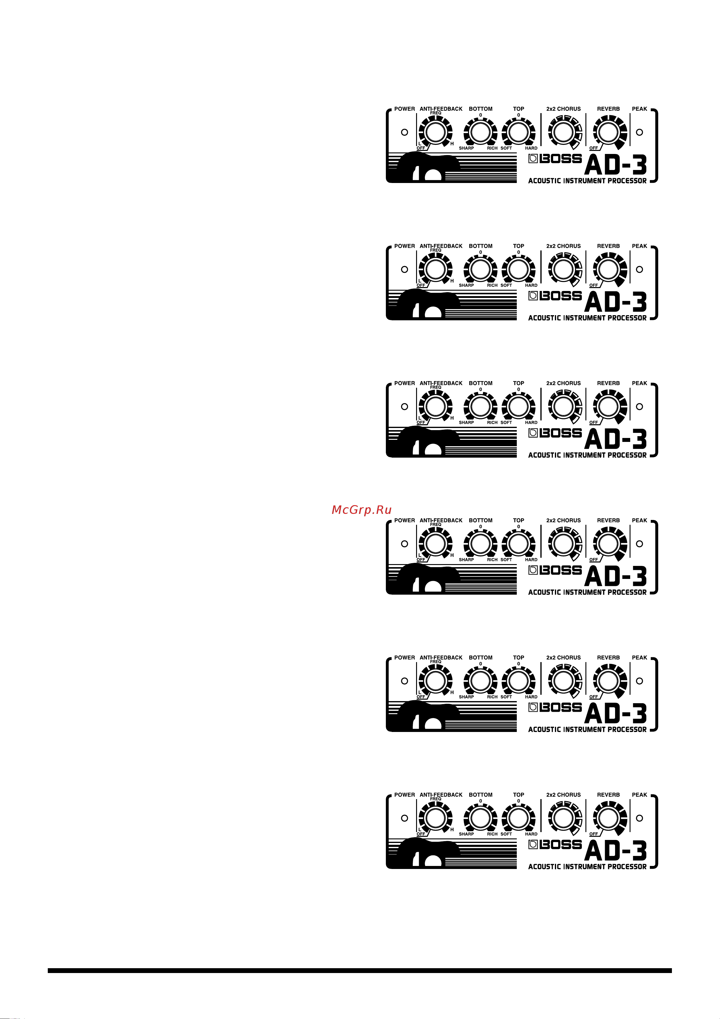 Boss AD-3 [10/14] Памятка вариантов настройки