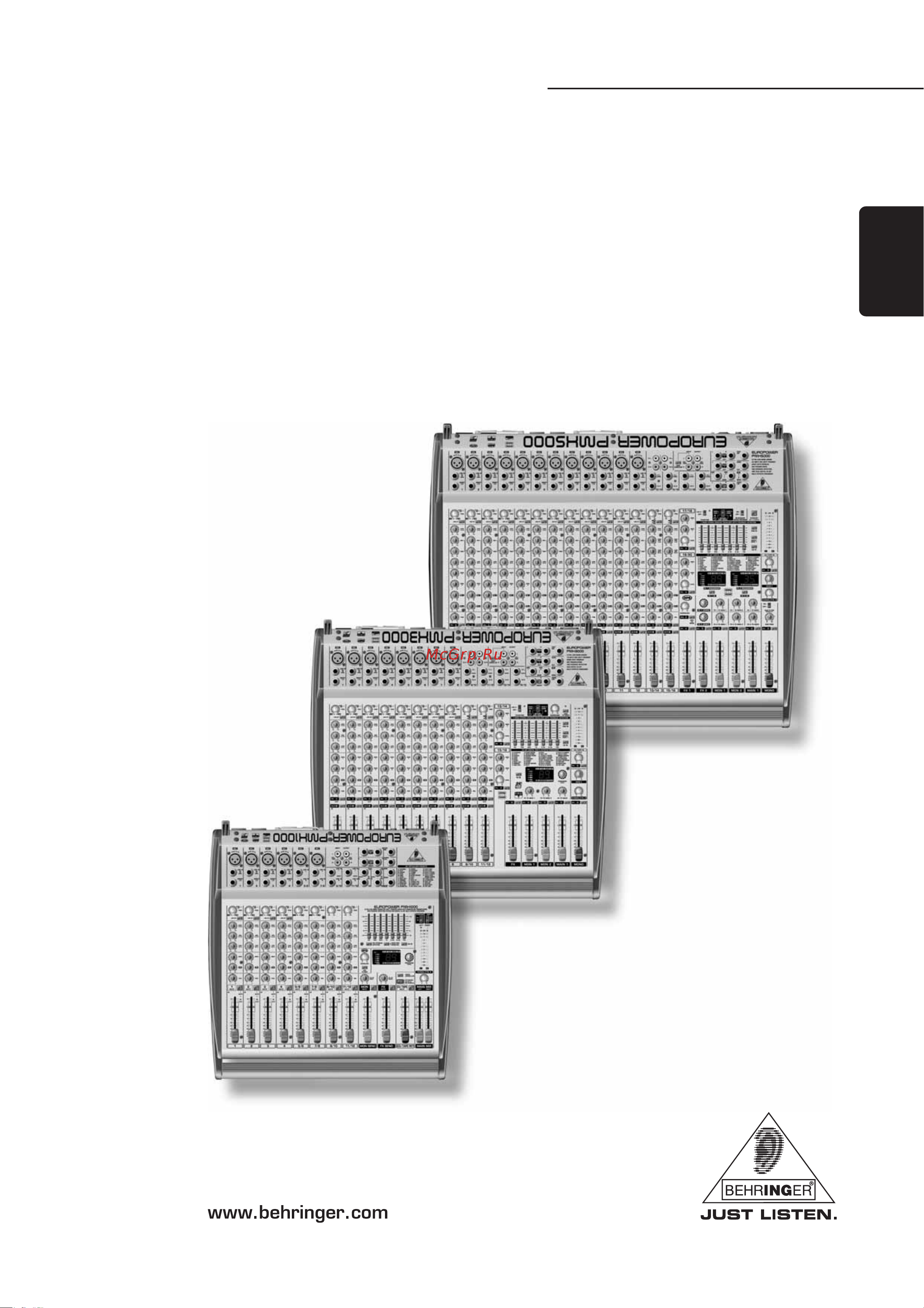 Behringer EUROPOWER PMH1000 Руководство по эксплуатации онлайн
