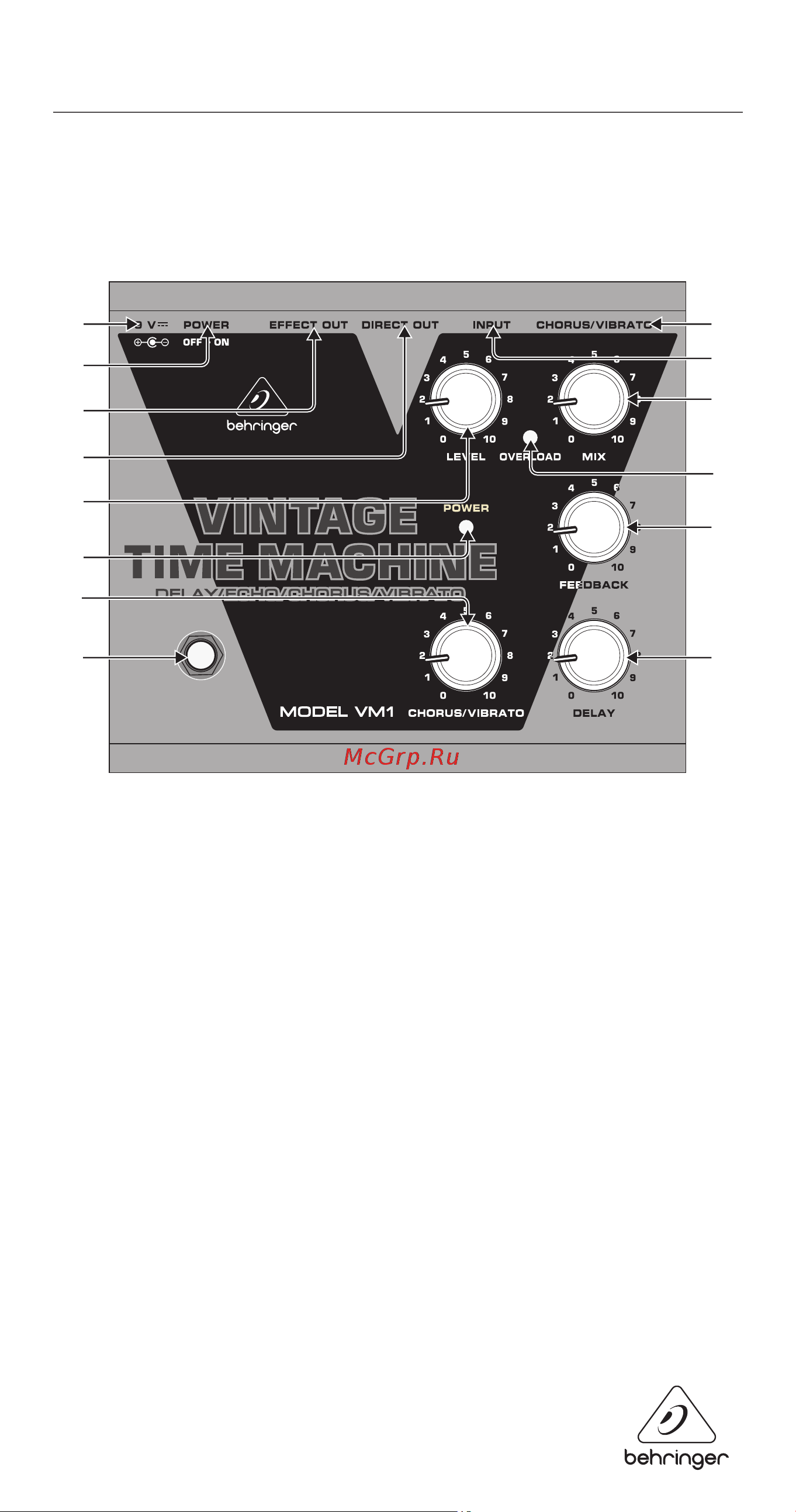 Behringer VINTAGE TIME MACHINE VM1 Руководство по эксплуатации онлайн