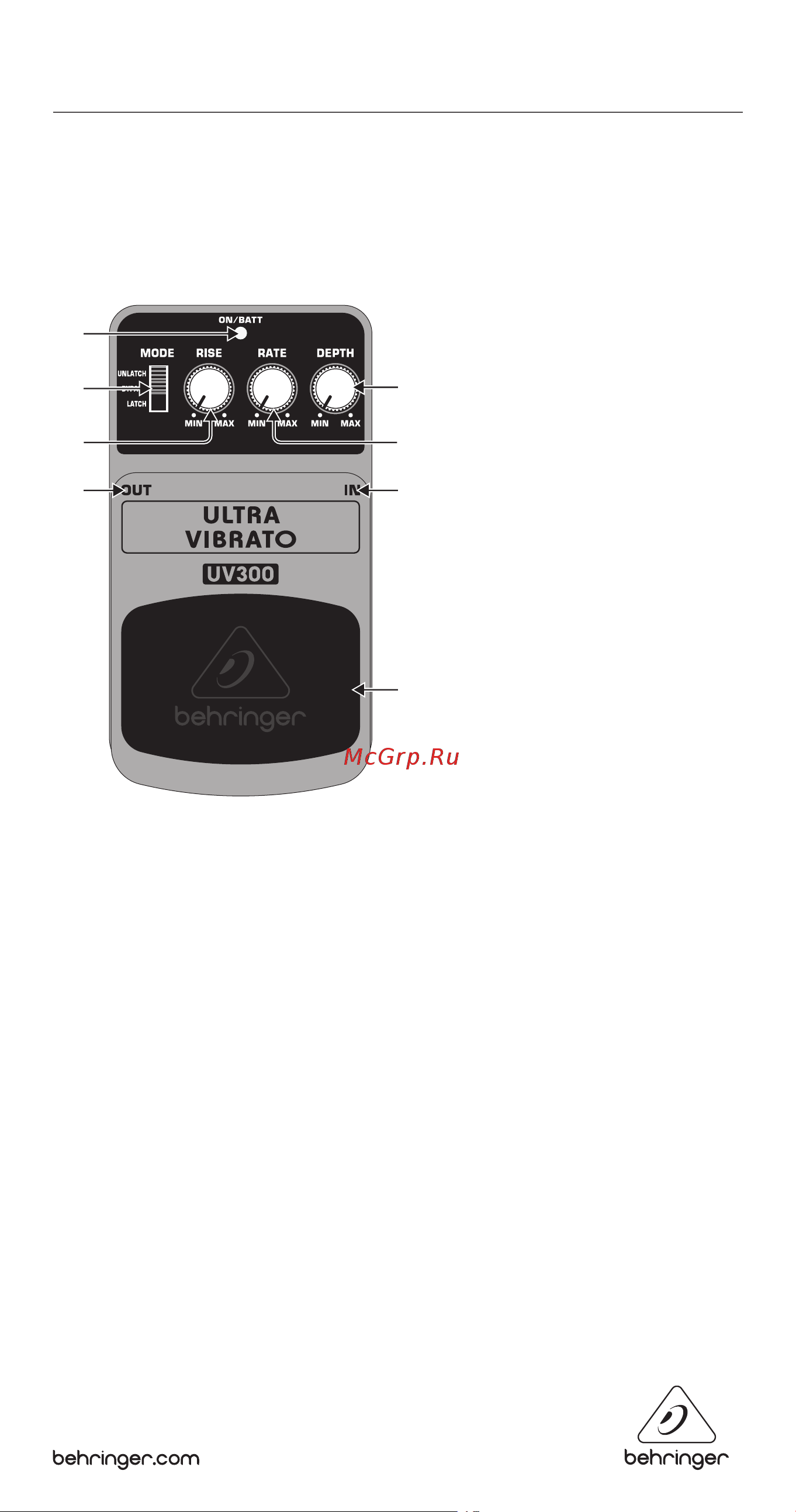 Behringer ULTRA VIBRATO UV300 Руководство по эксплуатации онлайн