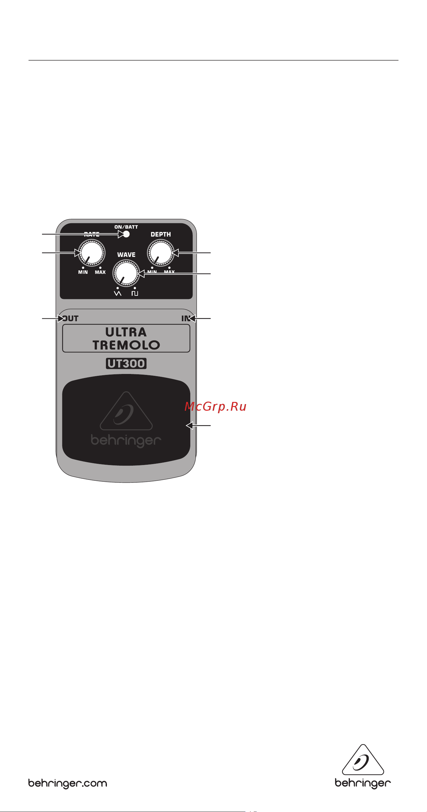 Behringer ULTRA TREMOLO UT300 Руководство по эксплуатации онлайн
