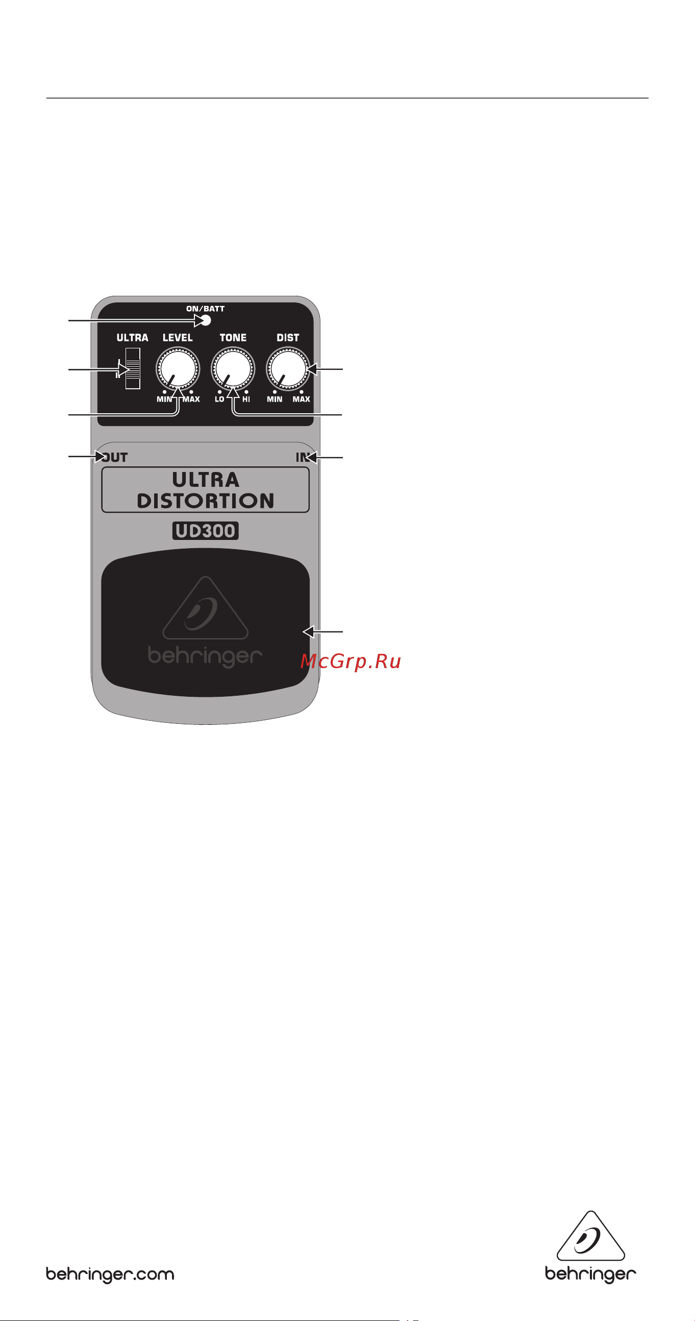 Behringer ULTRA DISTORTION UD300 Руководство по эксплуатации онлайн
