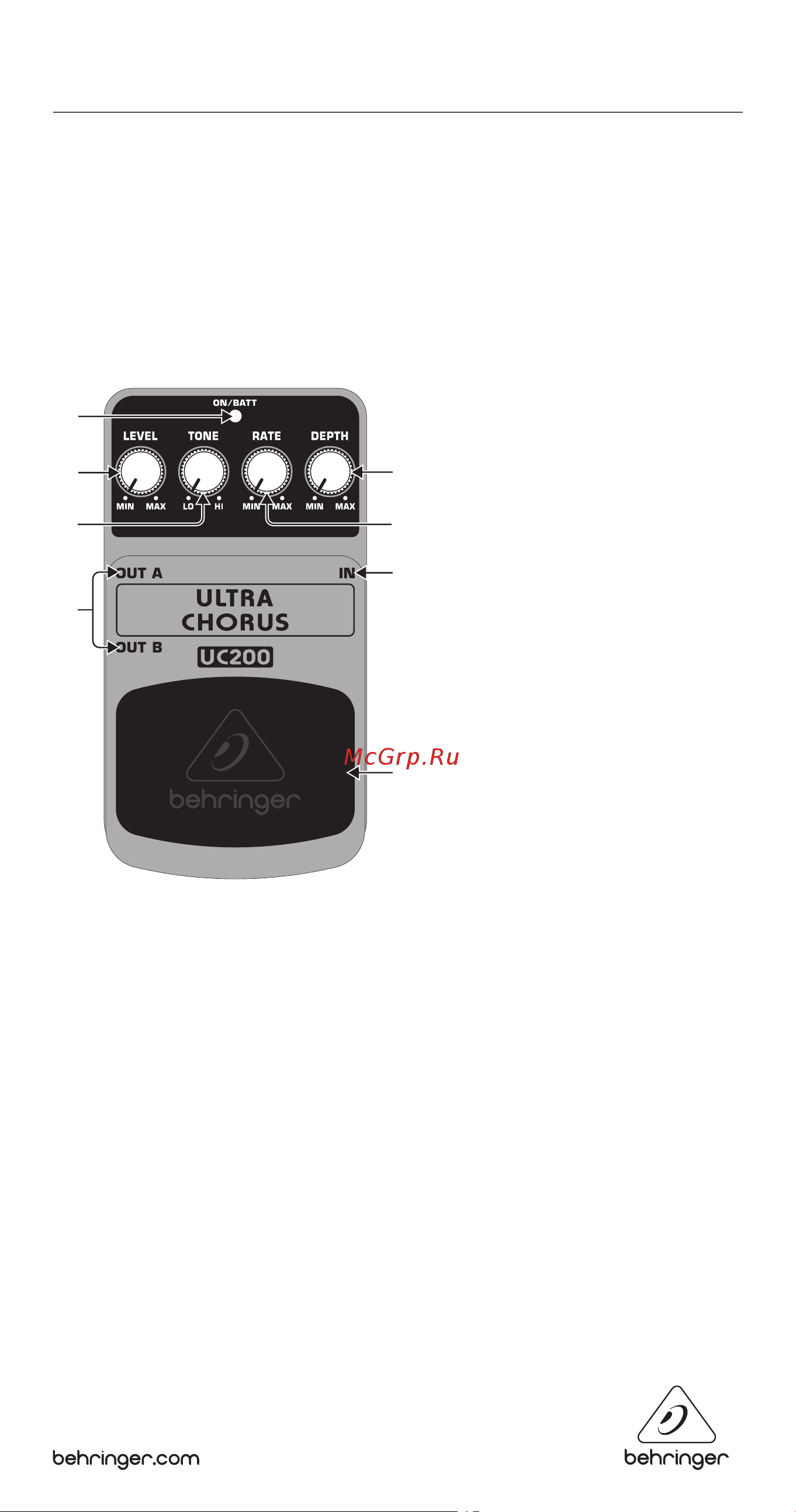 Behringer ULTRA CHORUS UC200 Руководство по эксплуатации онлайн