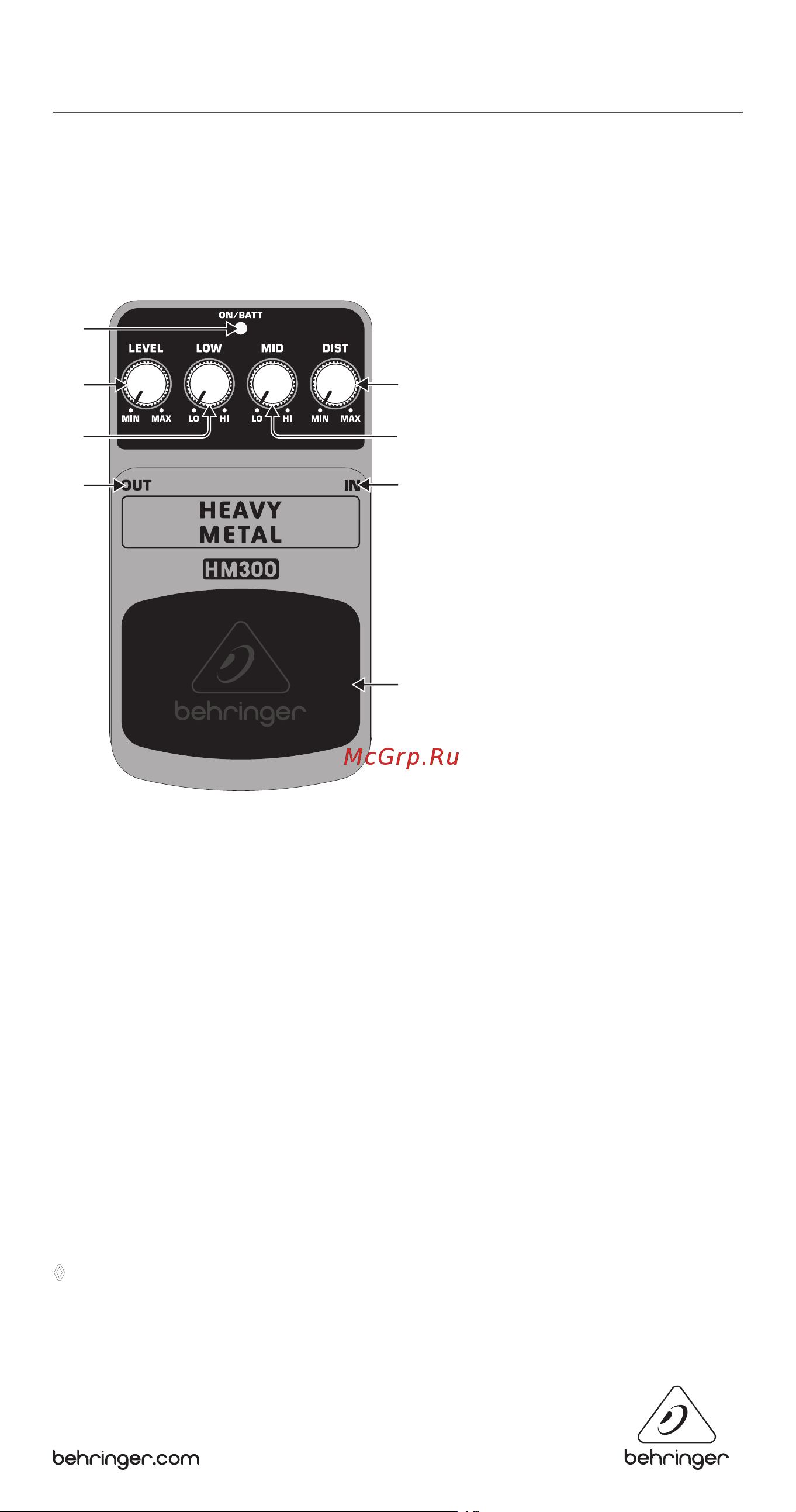 Behringer HEAVY METAL HM300 Руководство по эксплуатации онлайн