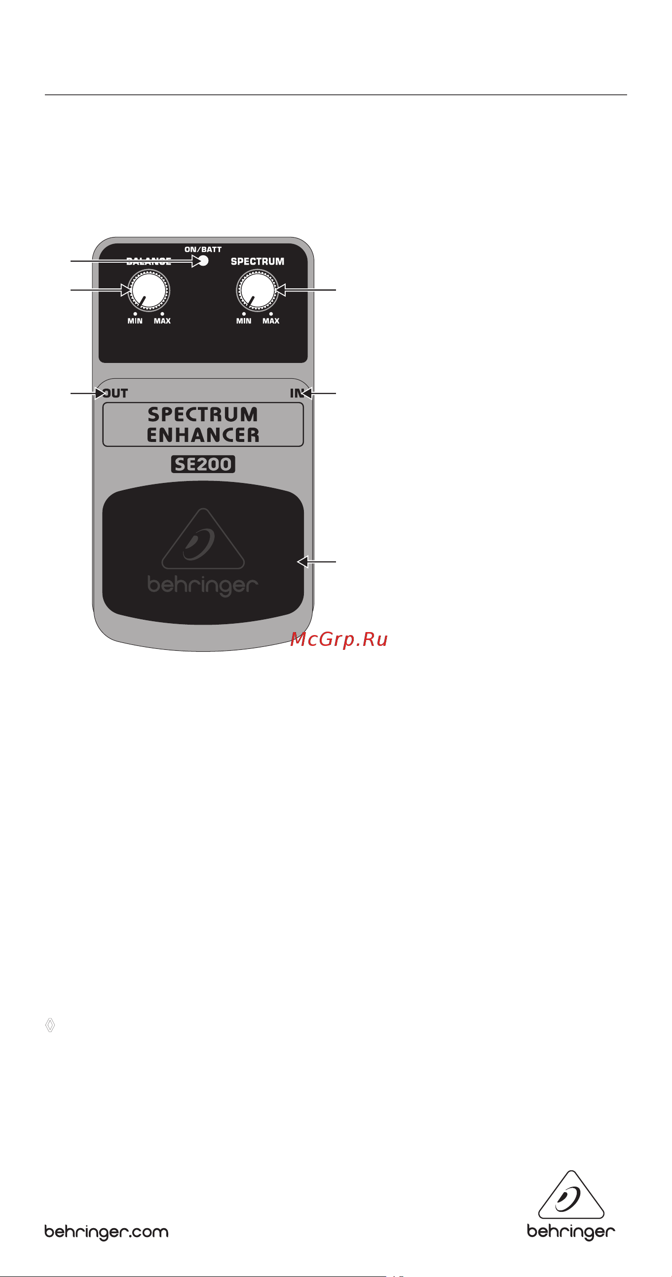 Behringer SPECTRUM ENHANCER SE200 Руководство по эксплуатации онлайн