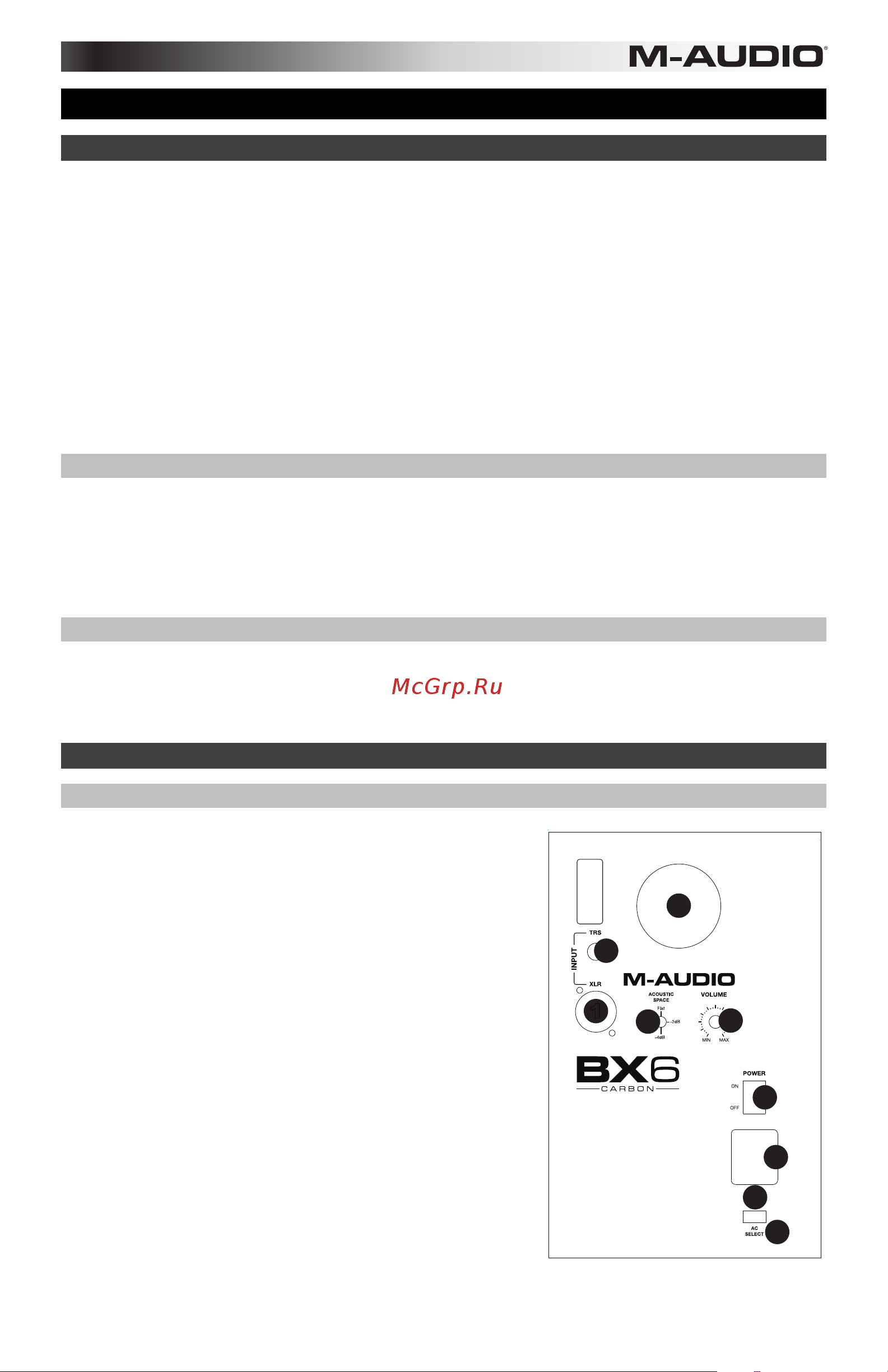 M-Audio BX6 Carbon [3/24] User guide english