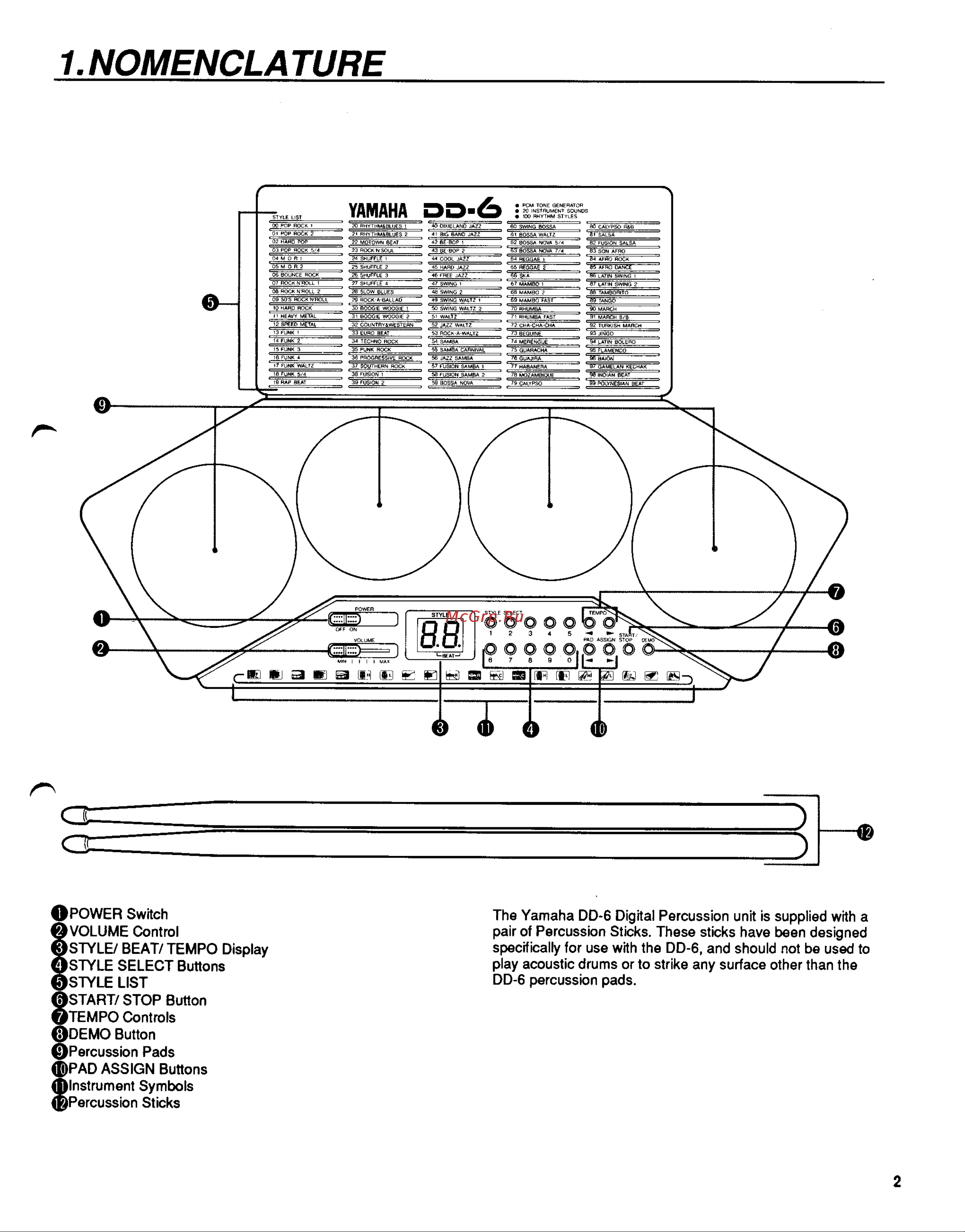 Yamaha DD-6 Руководство по эксплуатации онлайн [3/8] 761347