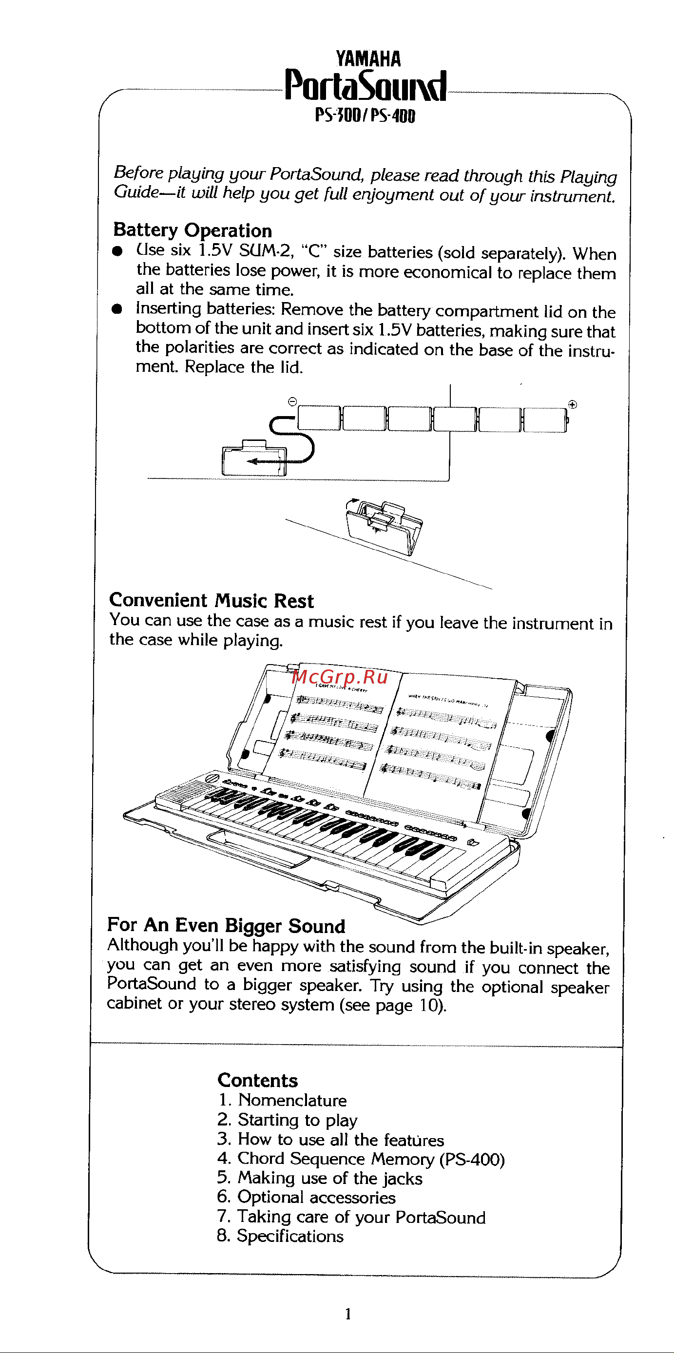 Yamaha PS-400 Руководство по эксплуатации онлайн [2/14] 761375
