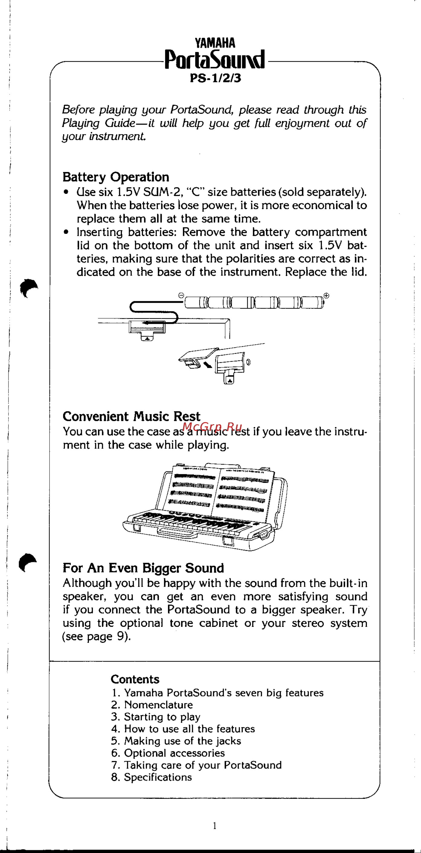 Yamaha PS-1 Руководство по эксплуатации онлайн [2/14] 761376