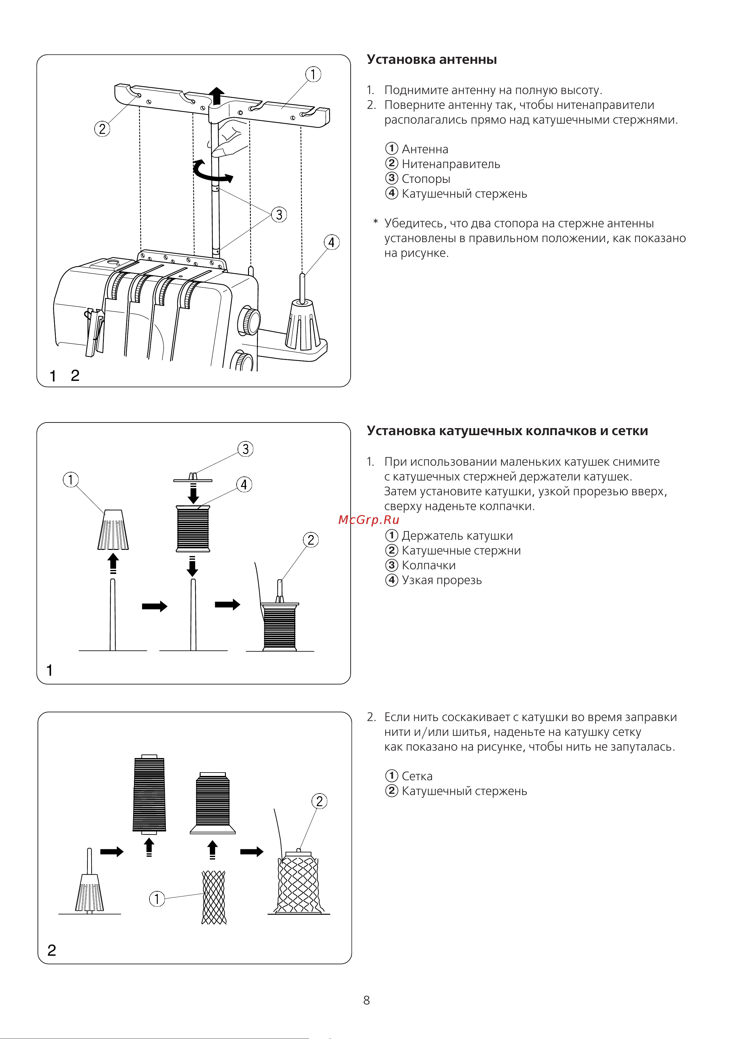 Janome T-99D [9/48] Установка антенны