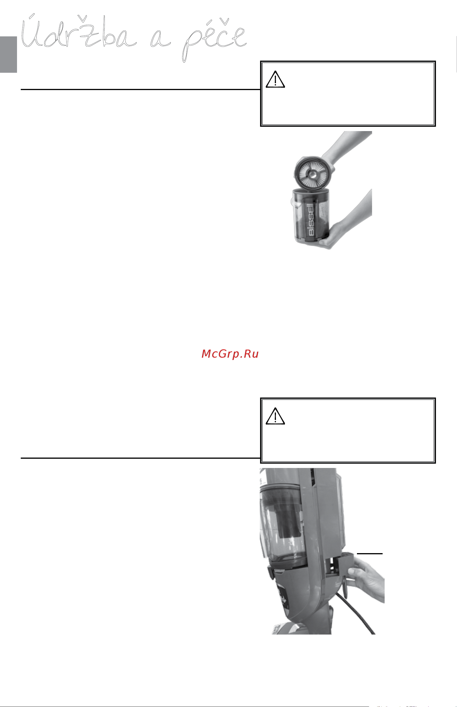Bissell 1977N Vac & Steam [20/188] Údržba a péče