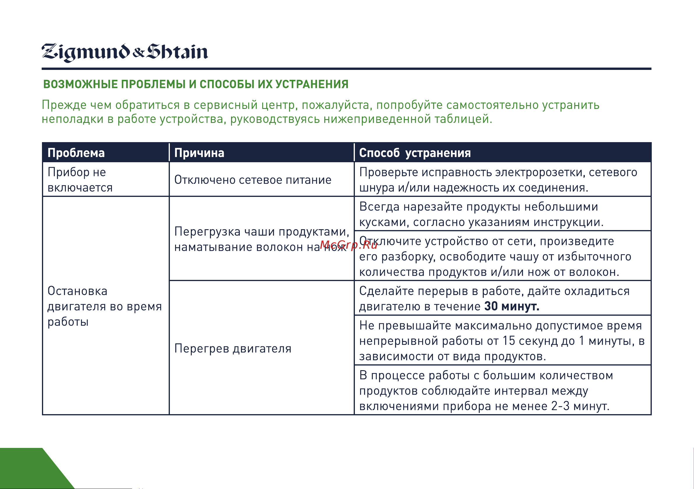 Zigmund & Shtain BH-340M Руководство по эксплуатации онлайн [19/21] 764675