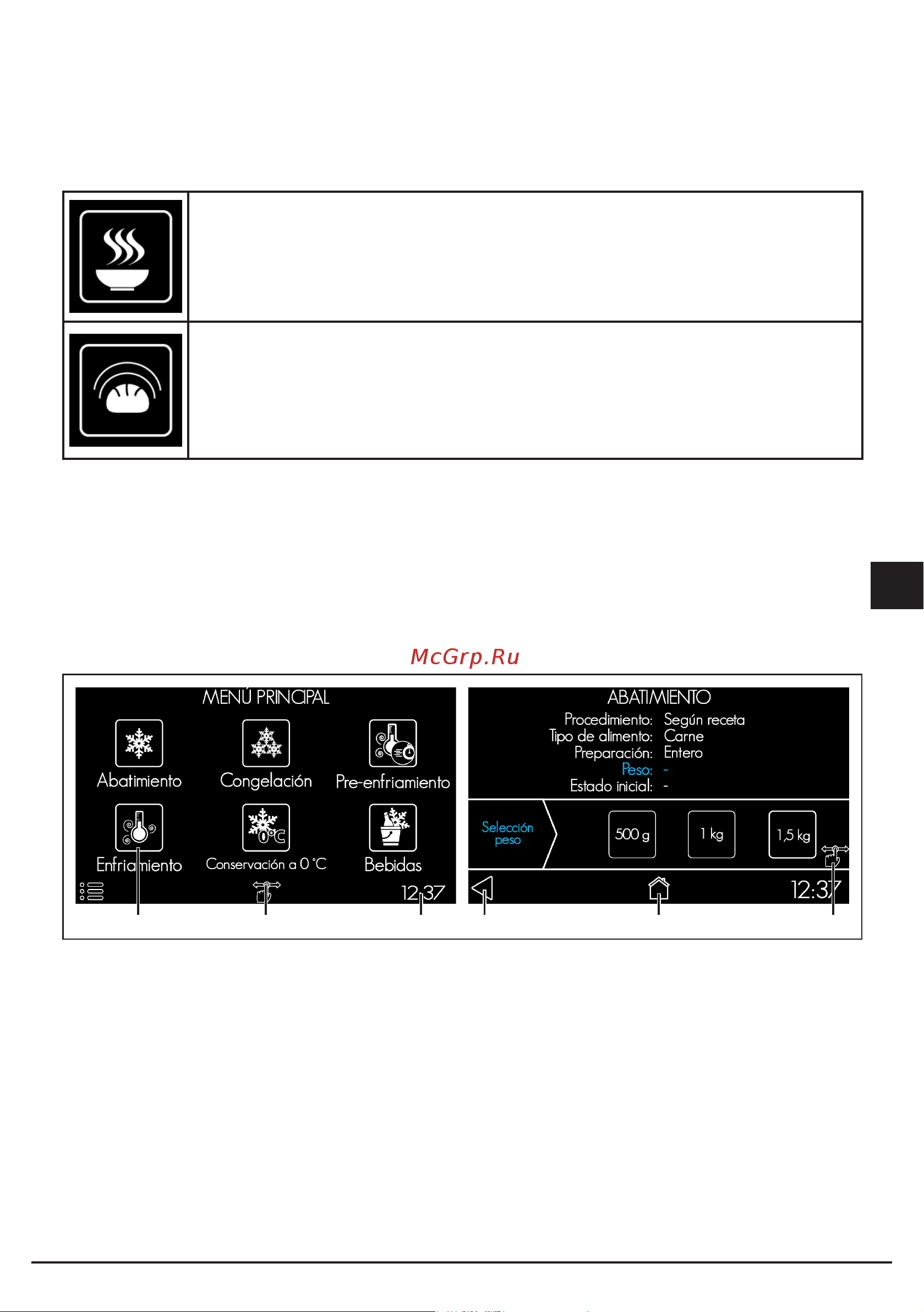 Fulgor Milano FBC 4500 TC X [135/192] La pantalla es la interfaz con el usuario