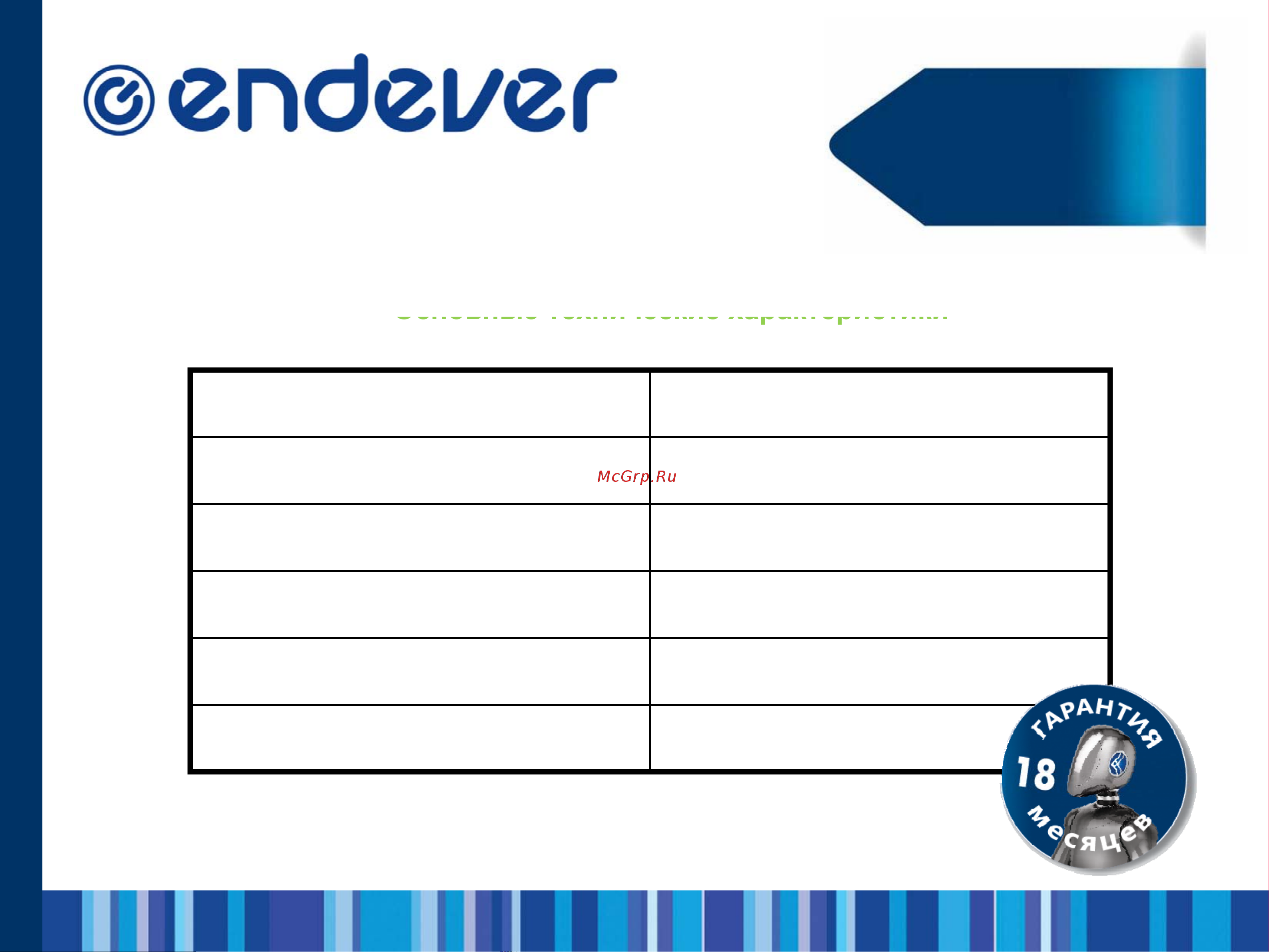 Endever HB-09 [16/18] Основные технические характеристики
