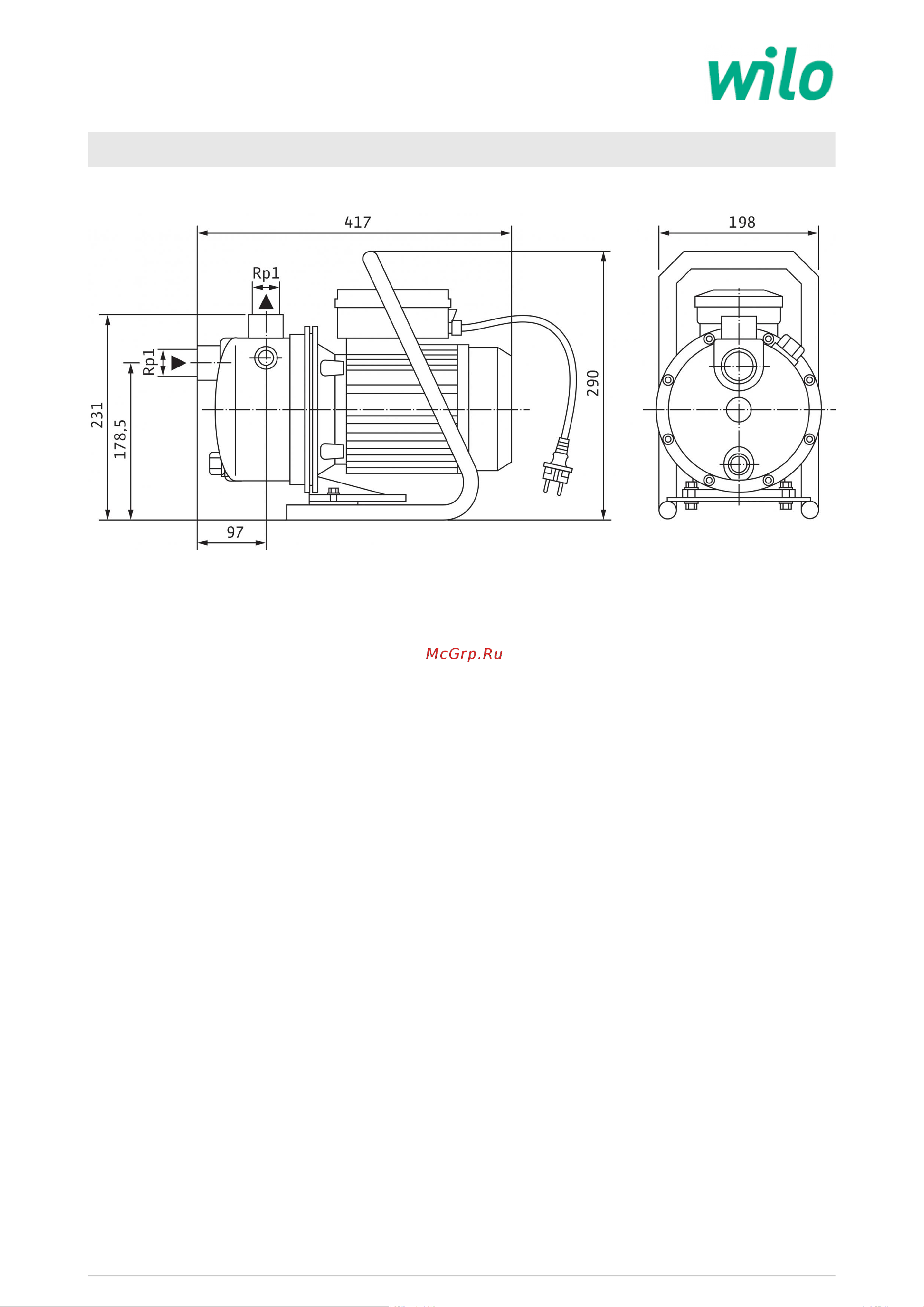 Wilo Jet WJ 204 EM [2/4] Габаритный чертеж