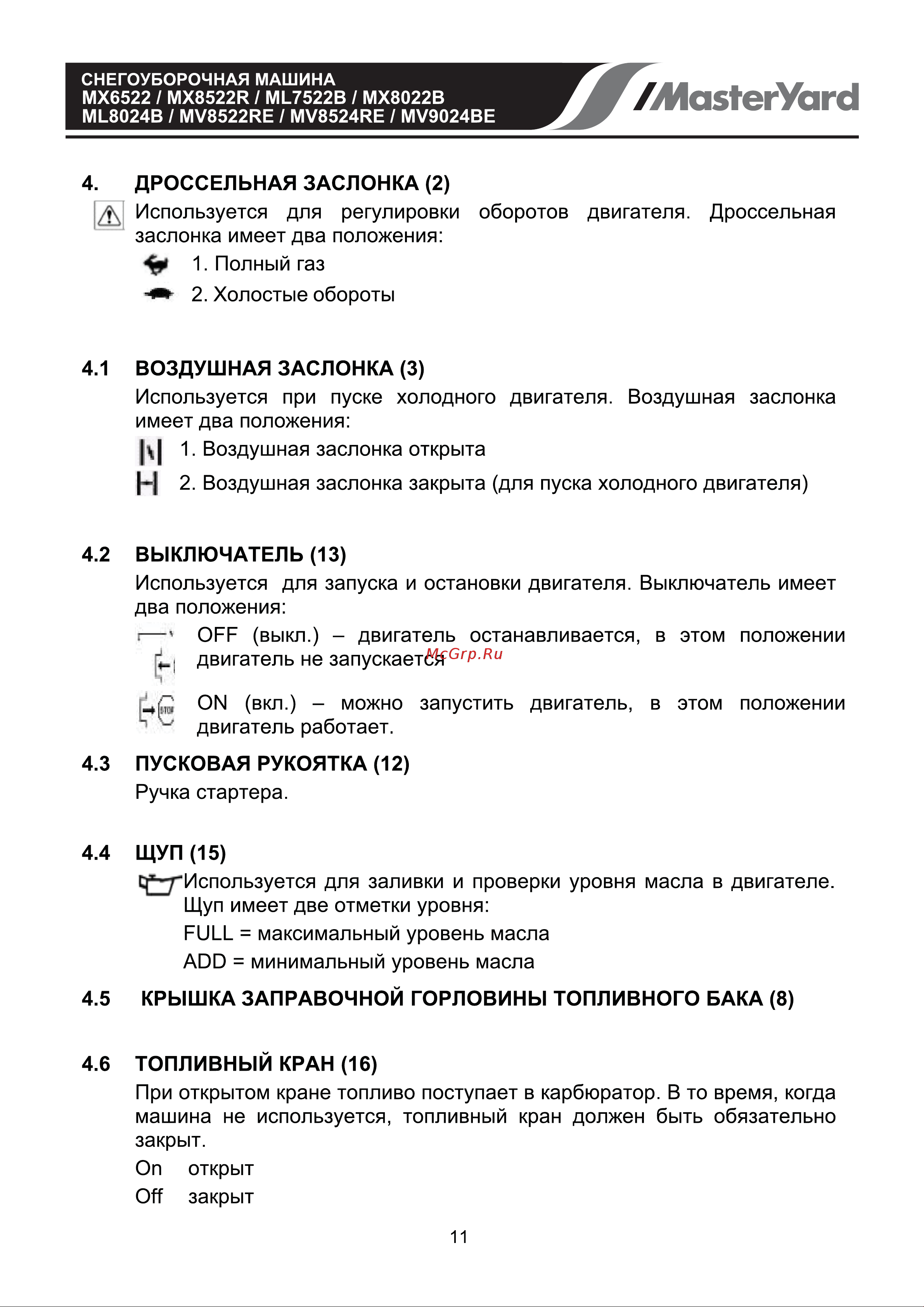 MasterYard MV8524RE Руководство по эксплуатации онлайн [11/28] 768604