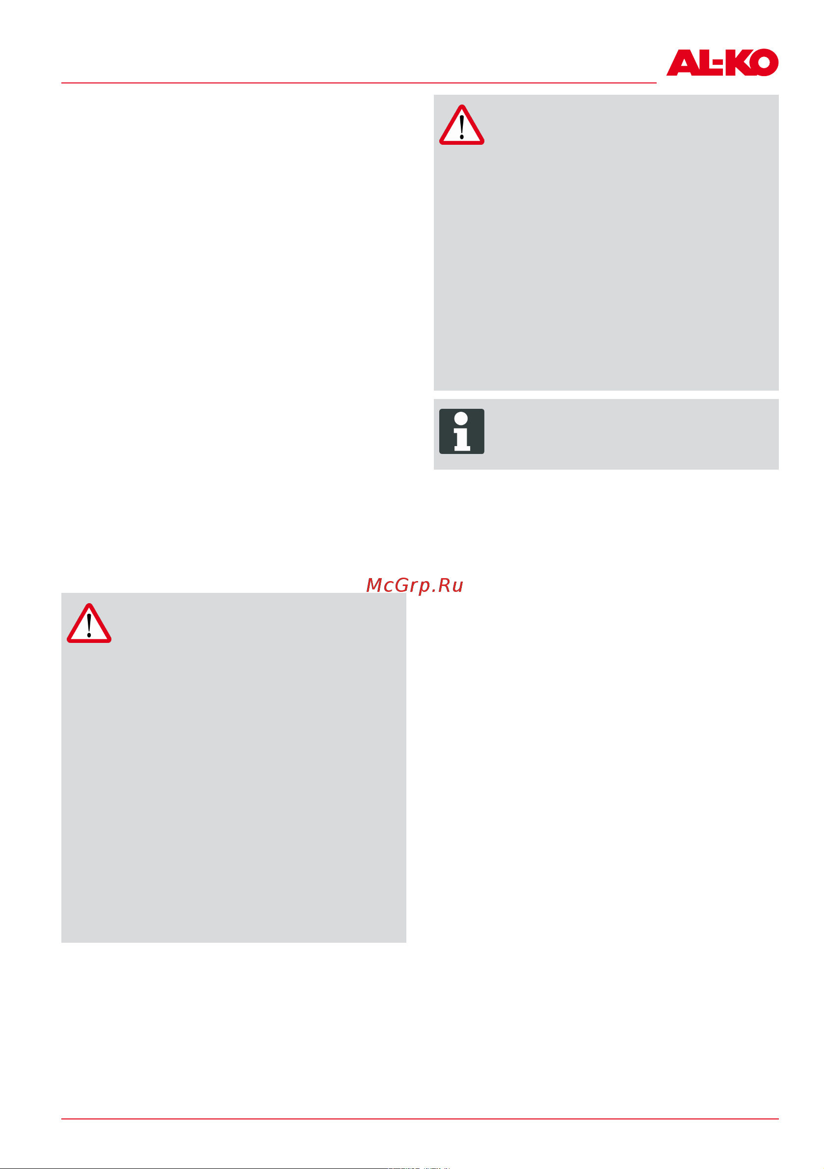 Al-Ko LSH 4 [33/312] Warning risk of injury due to ap pliance instability if the base is not as sembled correctly the ap pliance can tip over and cause serious injuries or be damaged assemble the base as