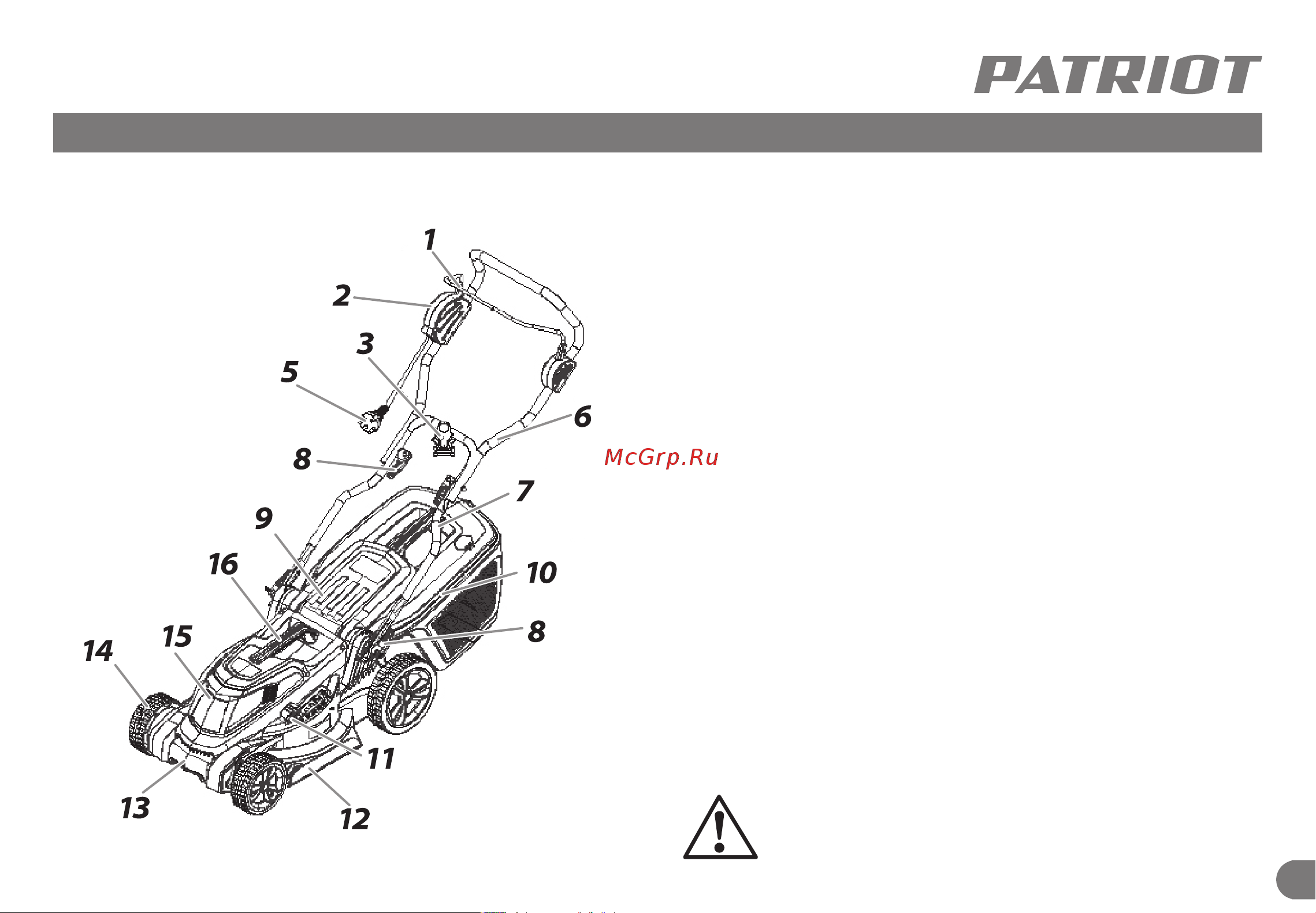 Patriot PT 1433 E [8/29] Устройство электрической газонокосилки