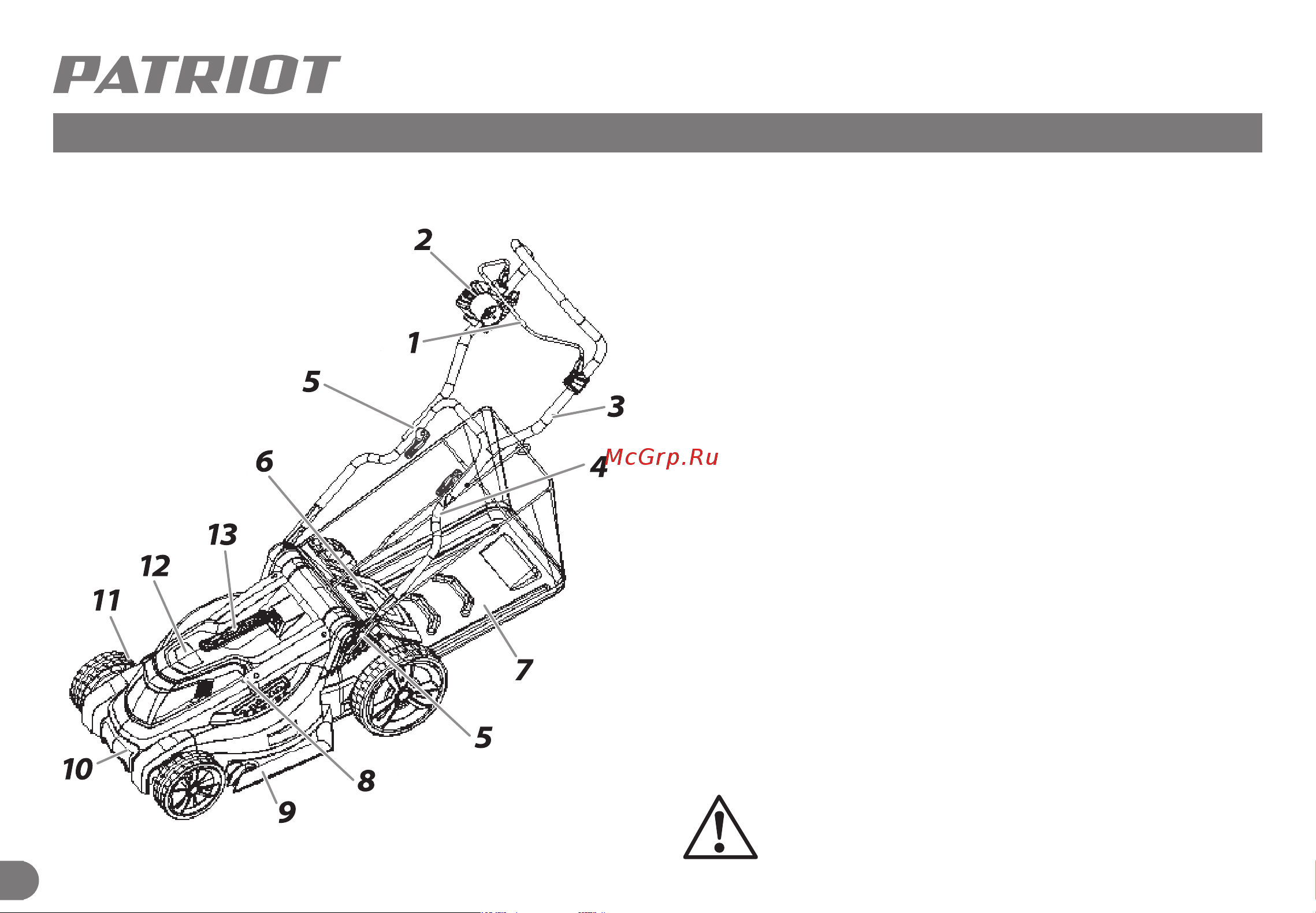 Patriot PT 1433 E [9/29] Устройство электрической газонокосилки